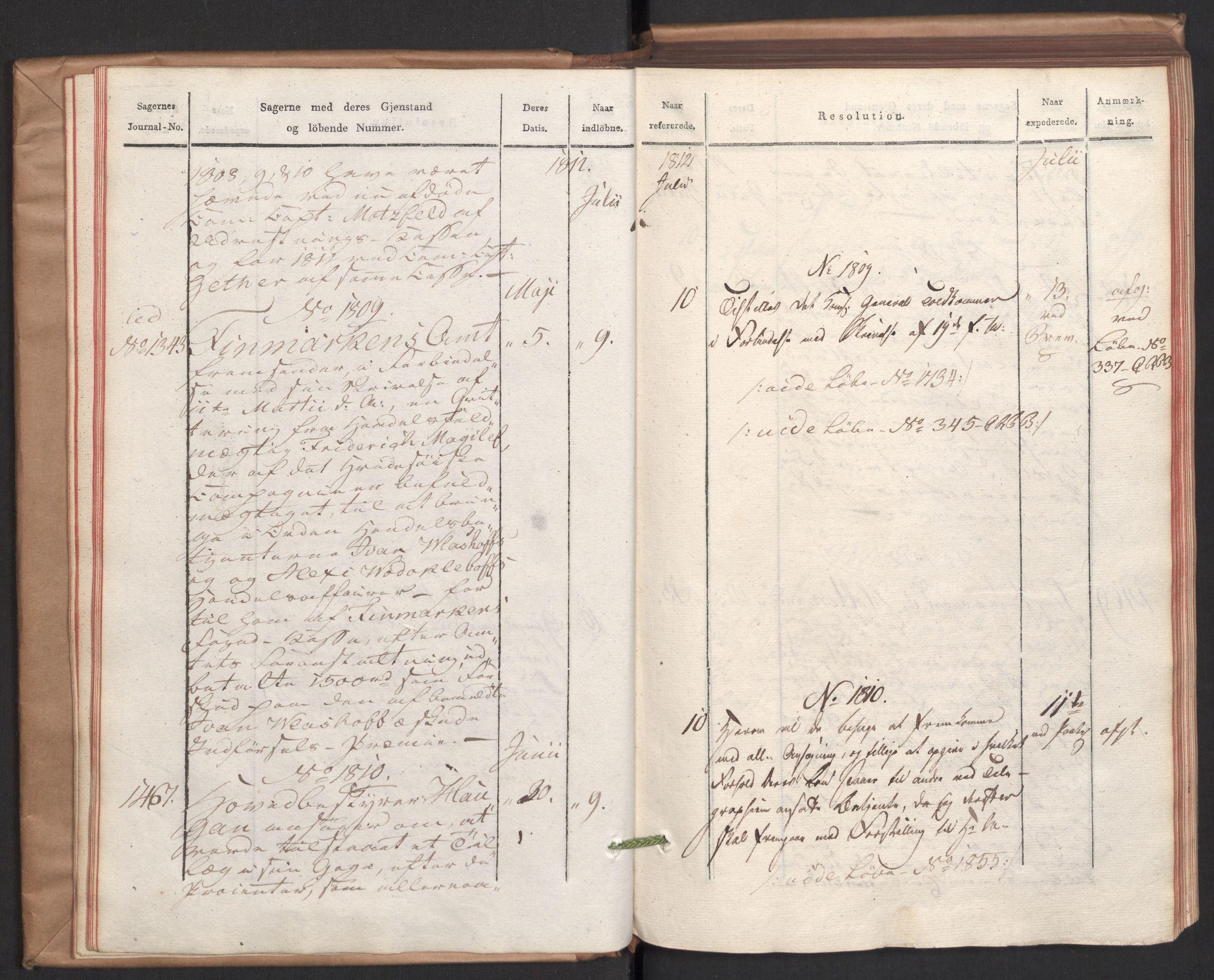 Stattholderembetet 1810-1814, 2. kontor (Kontor B), AV/RA-EA-5432/Ab/L0004: Referatprotokoll,  j.nr. 1449-1801,  l.nr. 1781-2289, 1812, p. 18