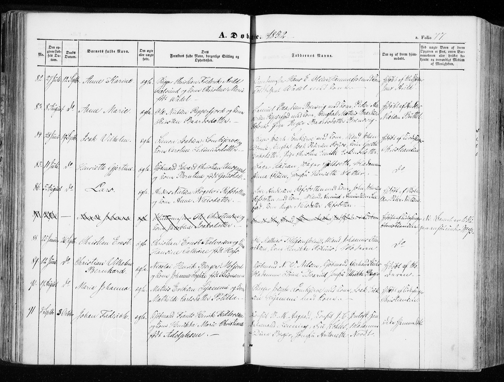 Hammerfest sokneprestkontor, SATØ/S-1347/H/Ha/L0004.kirke: Parish register (official) no. 4, 1843-1856, p. 77