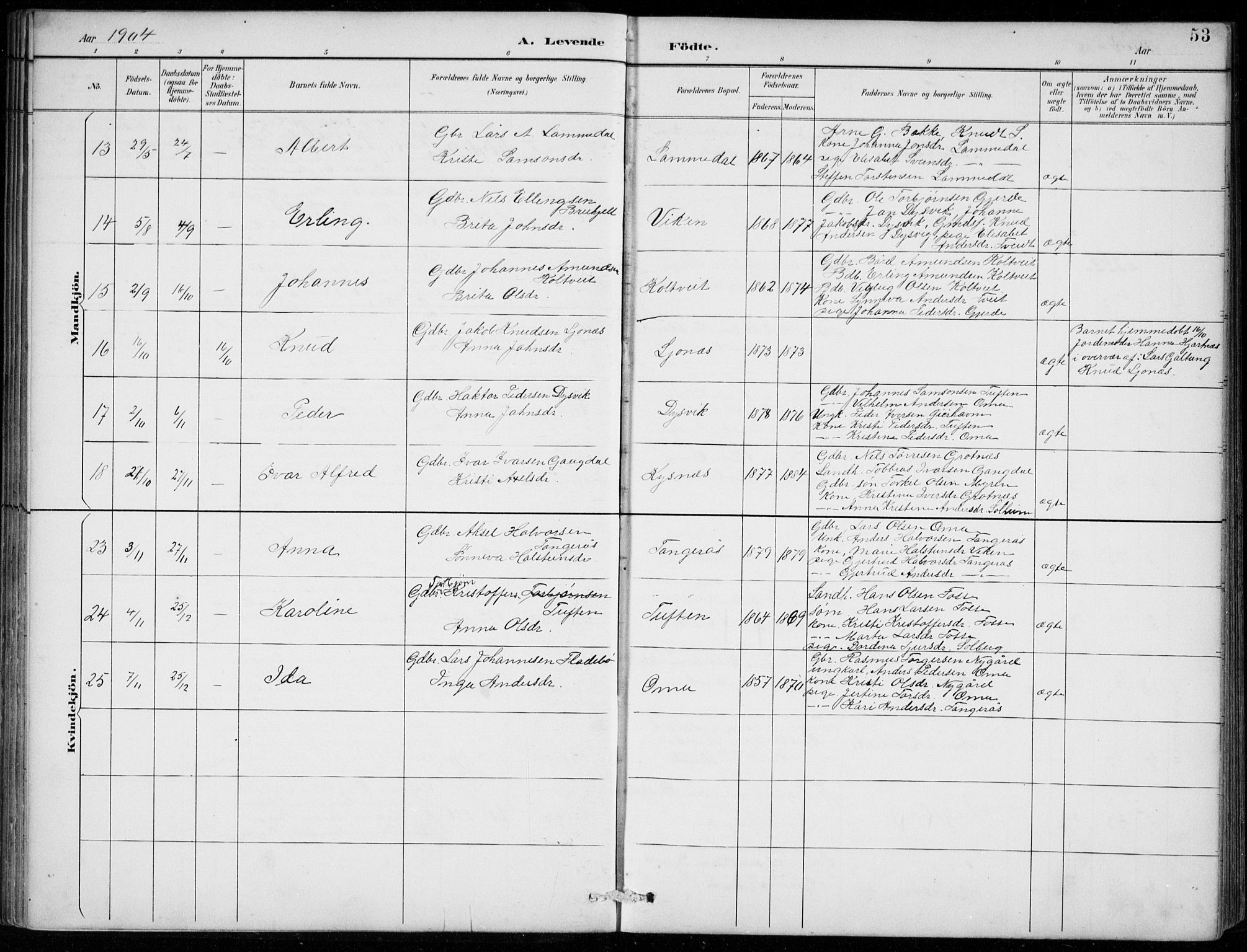 Strandebarm sokneprestembete, SAB/A-78401/H/Hab: Parish register (copy) no. B  1, 1891-1914, p. 53