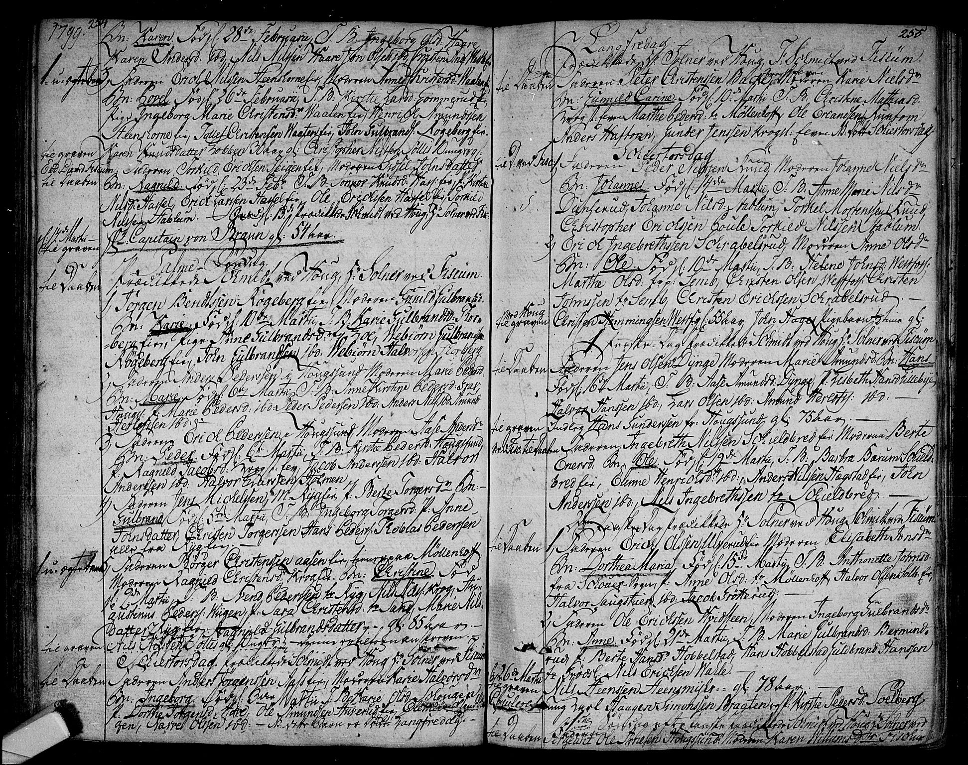 Eiker kirkebøker, SAKO/A-4/F/Fa/L0009: Parish register (official) no. I 9, 1789-1806, p. 254-255