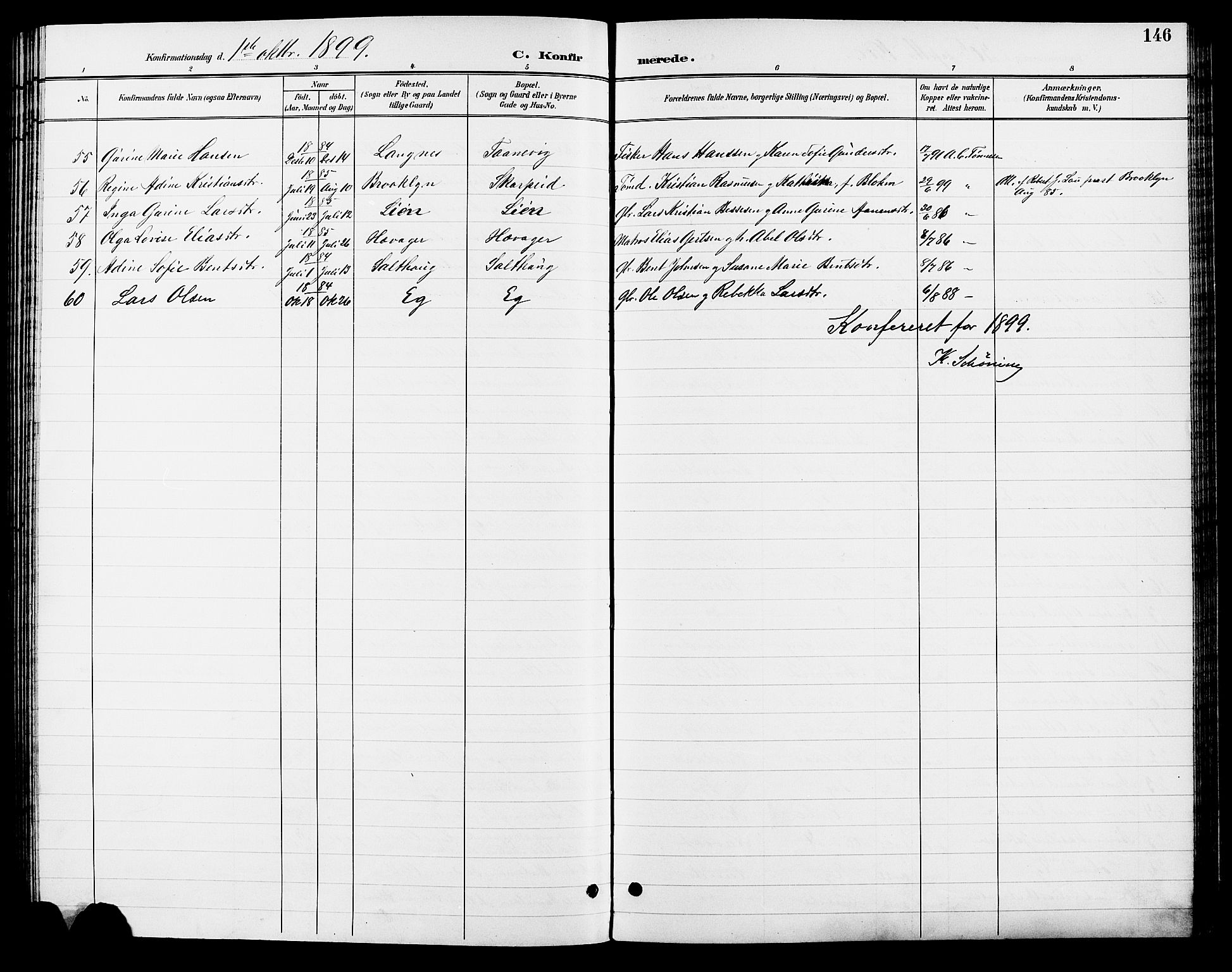 Søgne sokneprestkontor, AV/SAK-1111-0037/F/Fb/Fbb/L0006: Parish register (copy) no. B 6, 1892-1911, p. 146