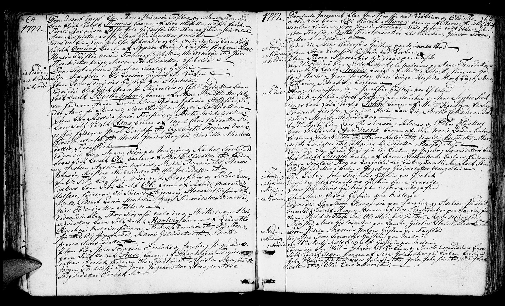 Mandal sokneprestkontor, AV/SAK-1111-0030/F/Fa/Faa/L0003: Parish register (official) no. A 3, 1748-1794, p. 164-165