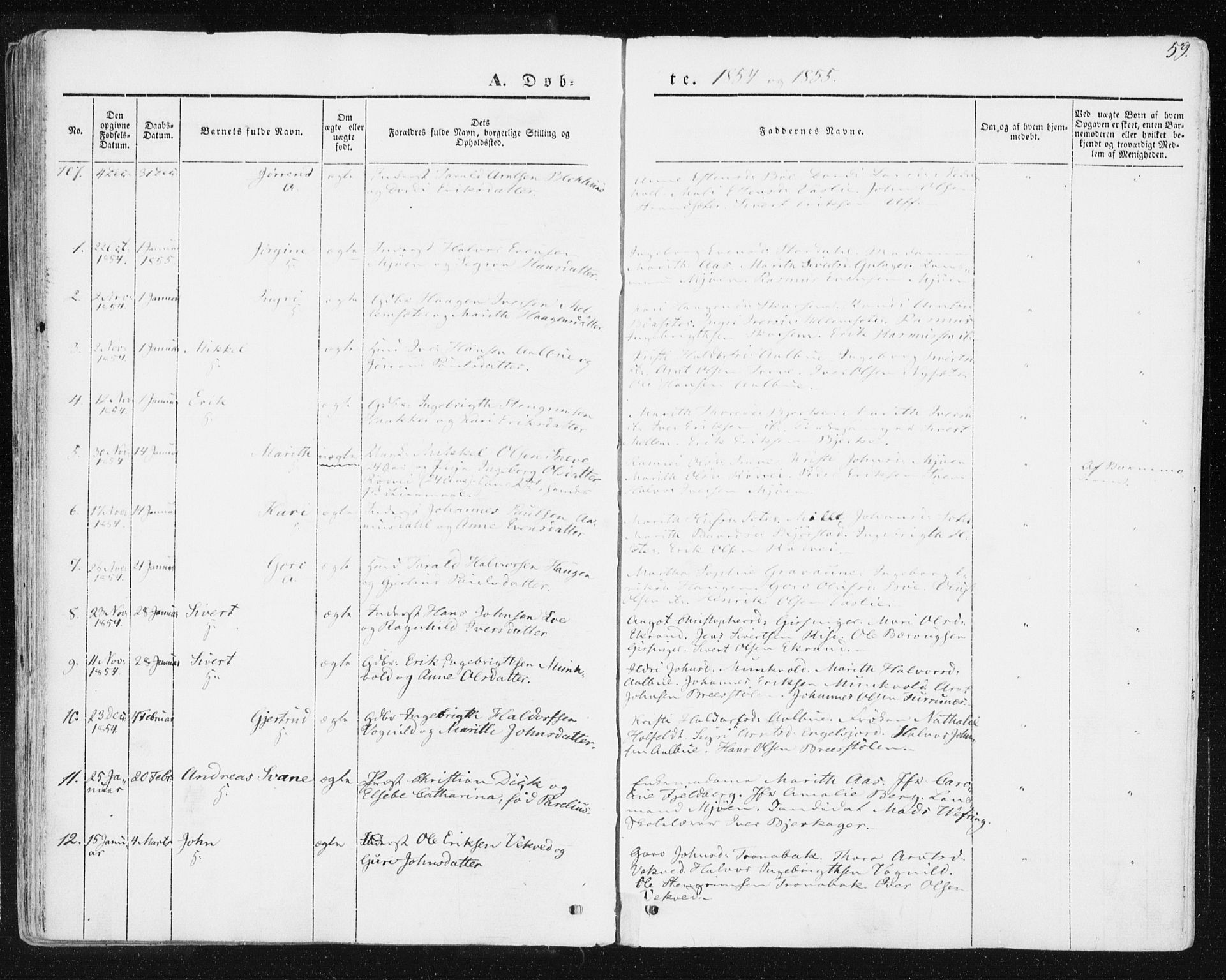Ministerialprotokoller, klokkerbøker og fødselsregistre - Sør-Trøndelag, SAT/A-1456/678/L0899: Parish register (official) no. 678A08, 1848-1872, p. 59