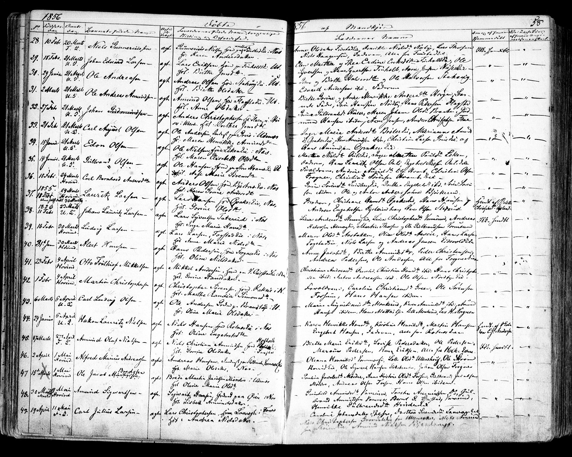 Nes prestekontor Kirkebøker, AV/SAO-A-10410/F/Fa/L0007: Parish register (official) no. I 7, 1846-1858, p. 58