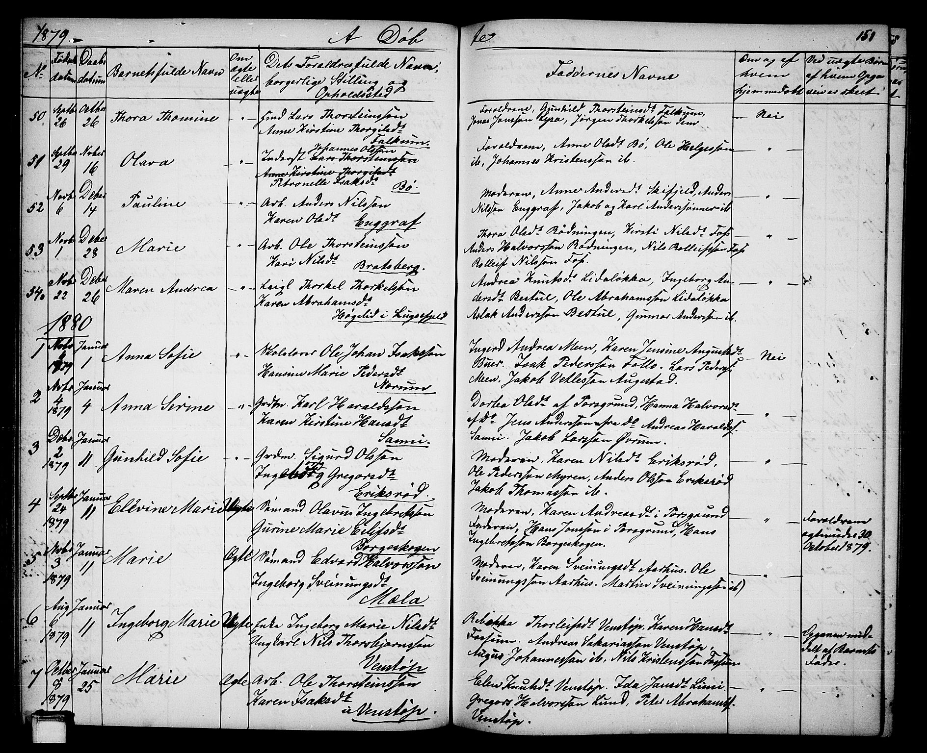 Gjerpen kirkebøker, SAKO/A-265/G/Ga/L0001: Parish register (copy) no. I 1, 1864-1882, p. 151