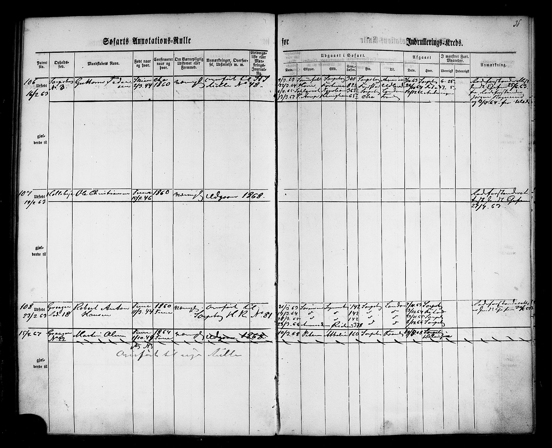 Sarpsborg mønstringskontor, SAO/A-10569c/F/Fc/Fca/L0002: Annotasjonsrulle, 1860-1868, p. 38