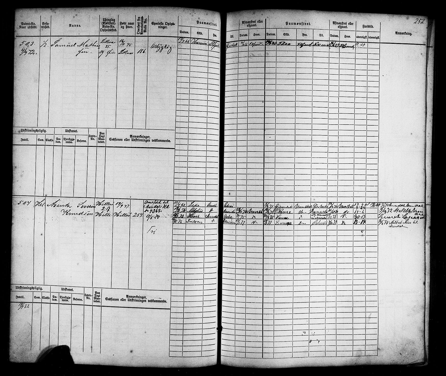 Flekkefjord mønstringskrets, AV/SAK-2031-0018/F/Fb/L0008: Hovedrulle nr 1-770, Æ-5, 1867-1900, p. 258