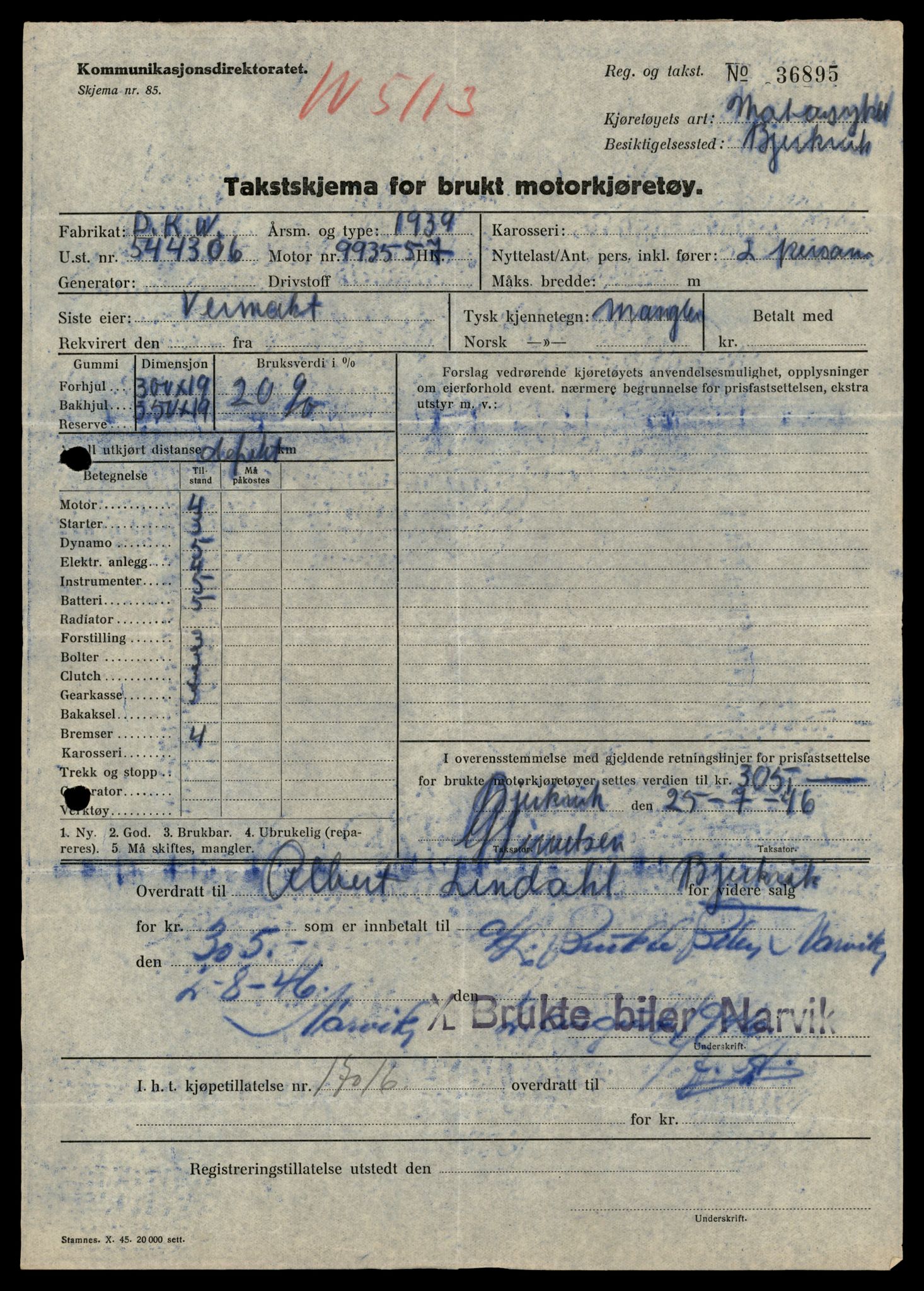 Møre og Romsdal vegkontor - Ålesund trafikkstasjon, AV/SAT-A-4099/F/Fe/L0040: Registreringskort for kjøretøy T 13531 - T 13709, 1927-1998, p. 721