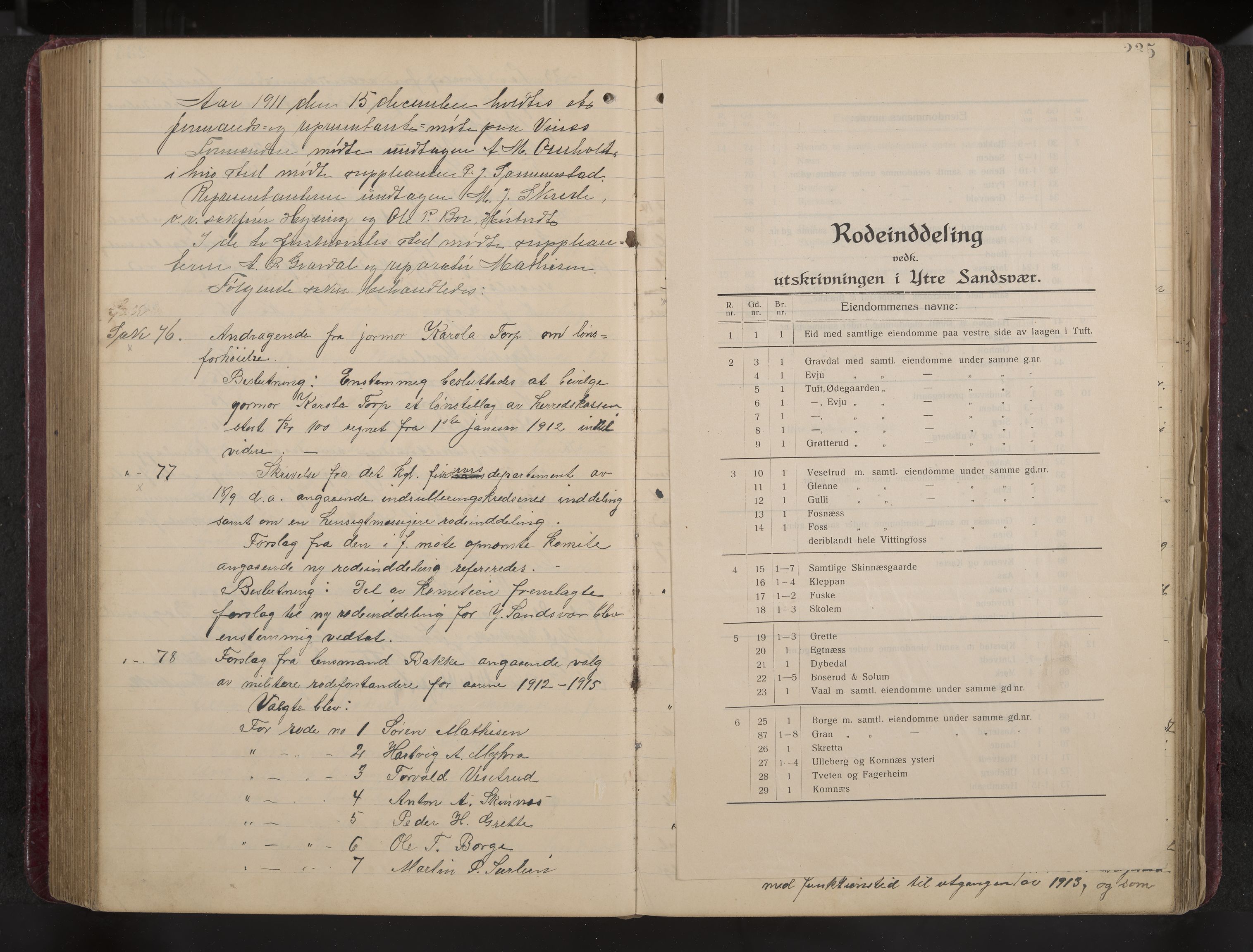 Ytre Sandsvær formannskap og sentraladministrasjon, IKAK/0629021/A/Aa/L0001: Møtebok med register, 1902-1919, p. 235a