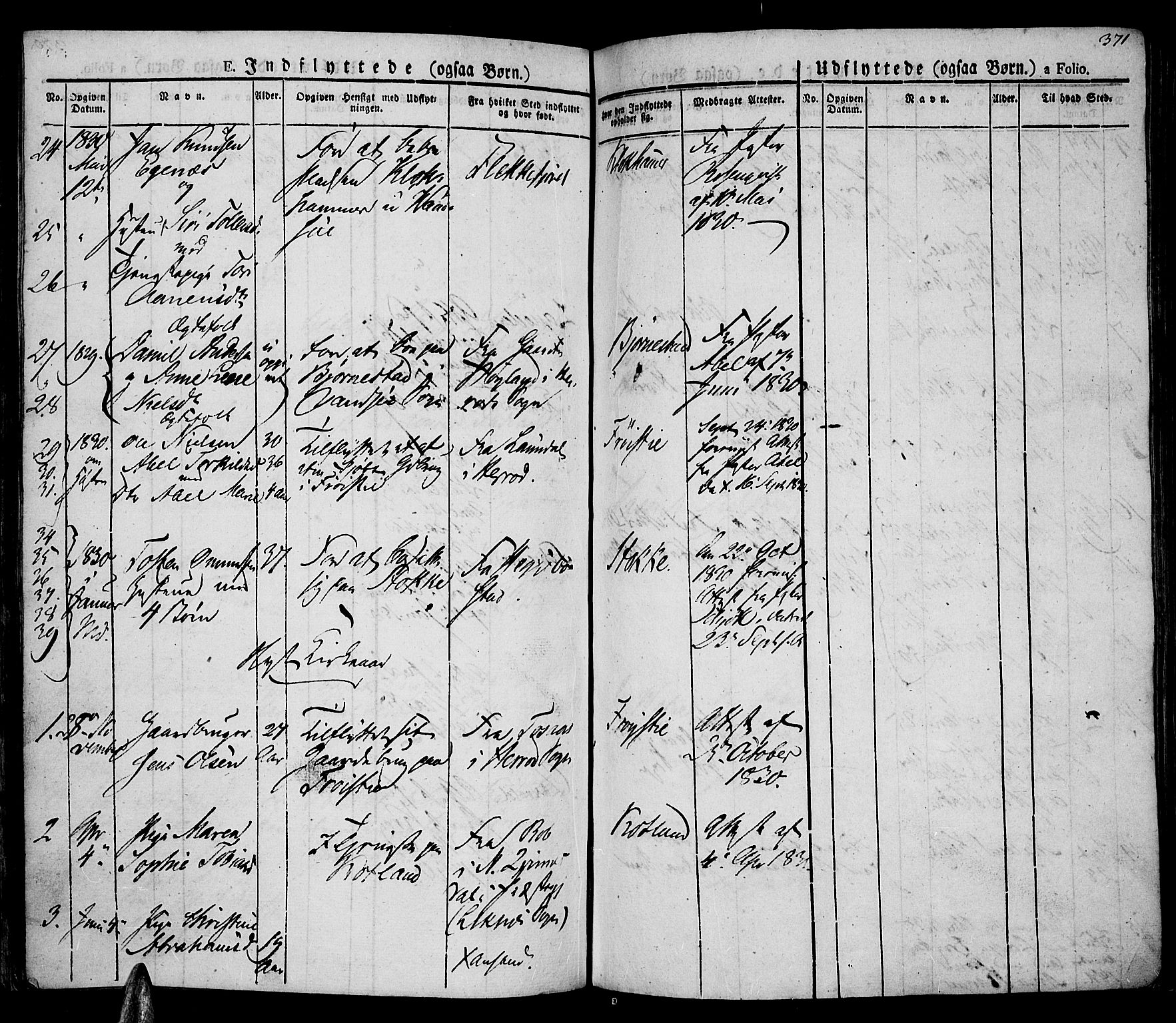 Lista sokneprestkontor, AV/SAK-1111-0027/F/Fa/L0008: Parish register (official) no. A 8, 1823-1835, p. 371