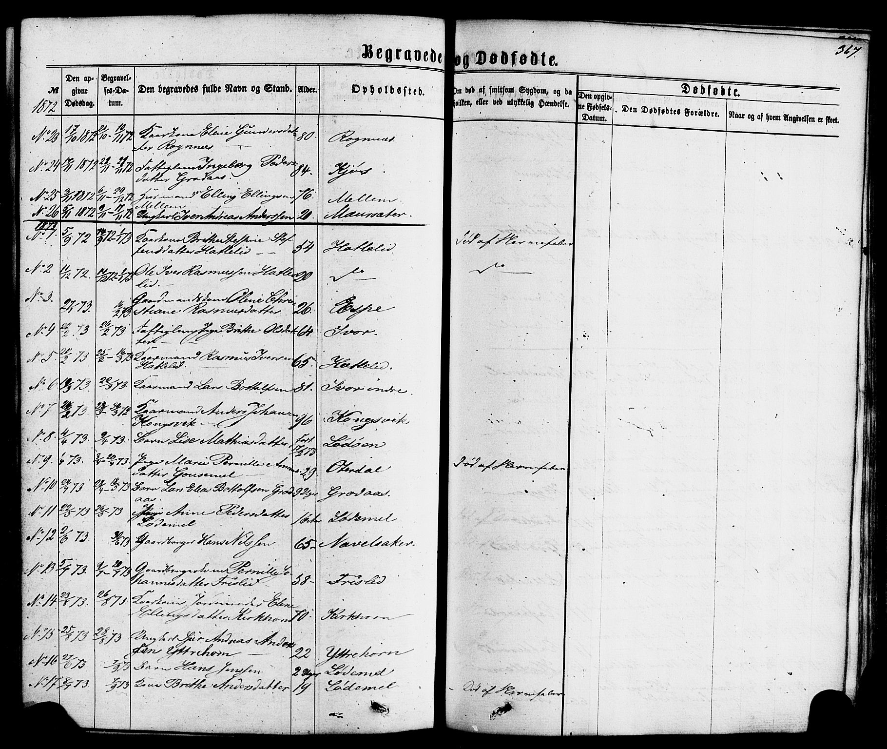 Hornindal sokneprestembete, SAB/A-82401/H/Haa/Haaa/L0002: Parish register (official) no. A 2, 1867-1884, p. 367
