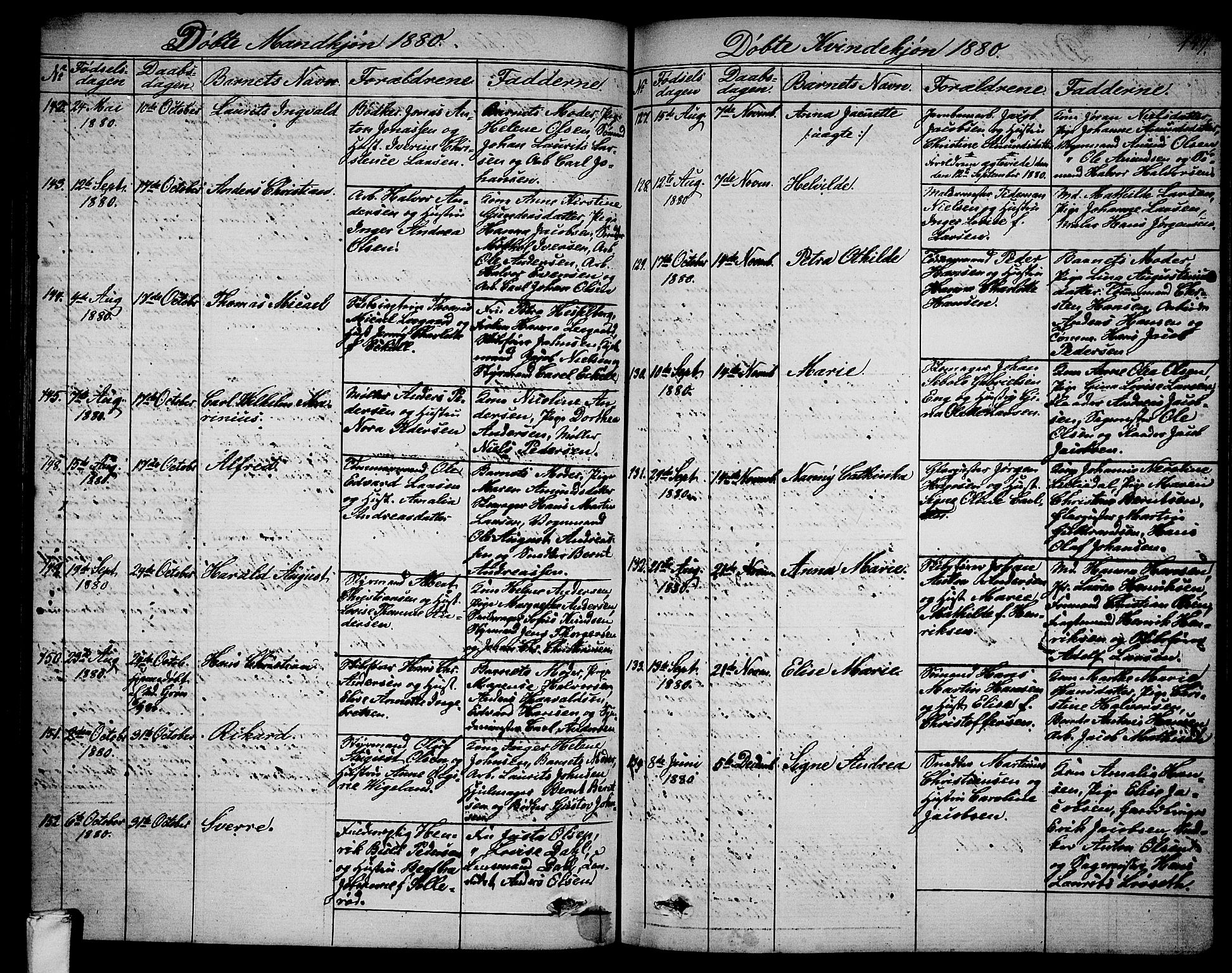 Larvik kirkebøker, AV/SAKO-A-352/G/Ga/L0004: Parish register (copy) no. I 4, 1871-1888, p. 147
