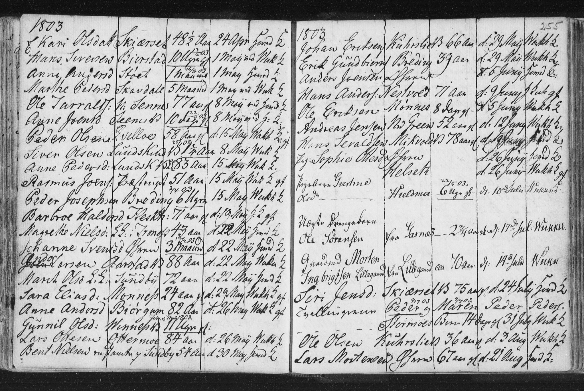 Ministerialprotokoller, klokkerbøker og fødselsregistre - Nord-Trøndelag, AV/SAT-A-1458/723/L0232: Parish register (official) no. 723A03, 1781-1804, p. 255