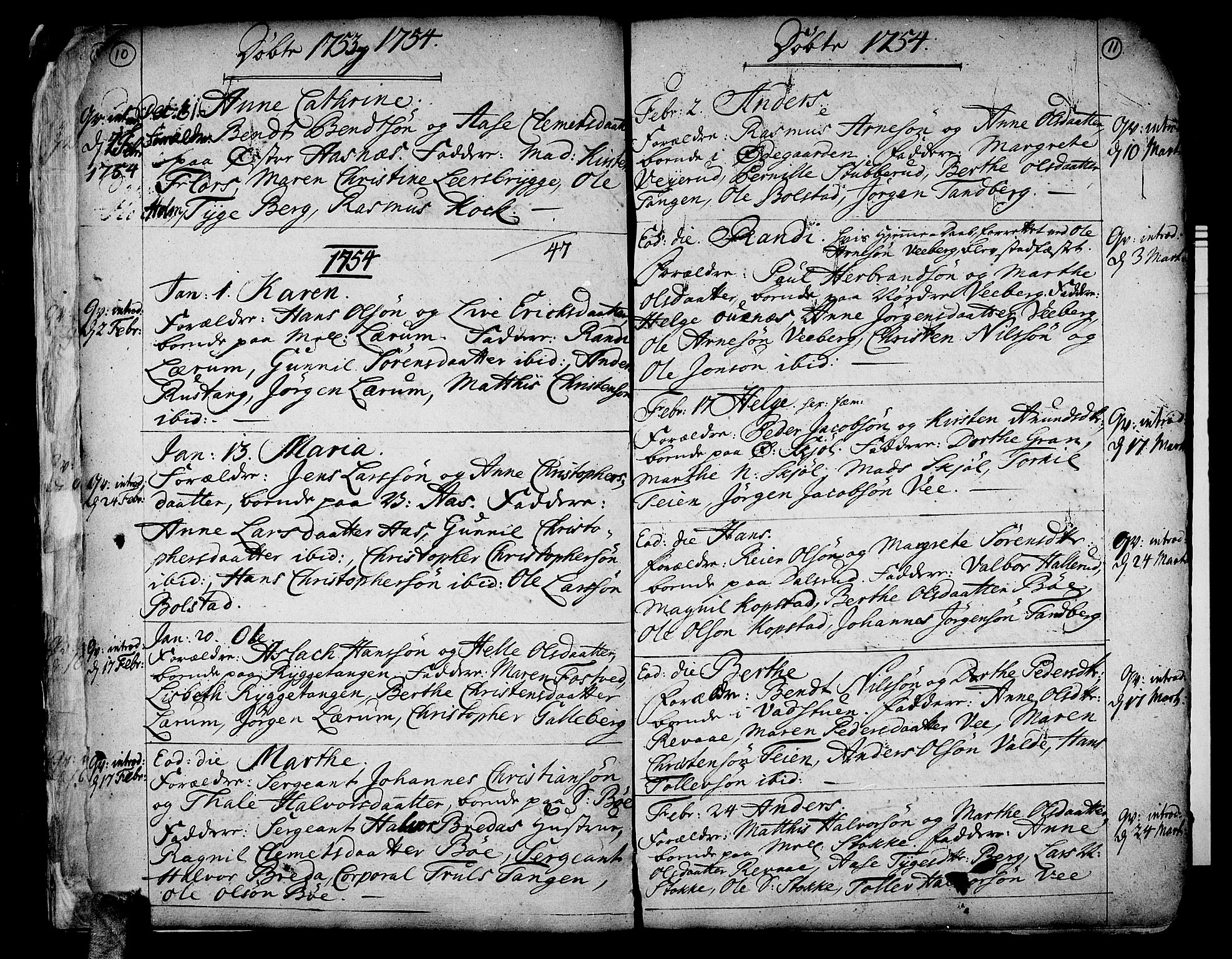 Sande Kirkebøker, AV/SAKO-A-53/F/Fa/L0001: Parish register (official) no. 1, 1753-1803, p. 10-11