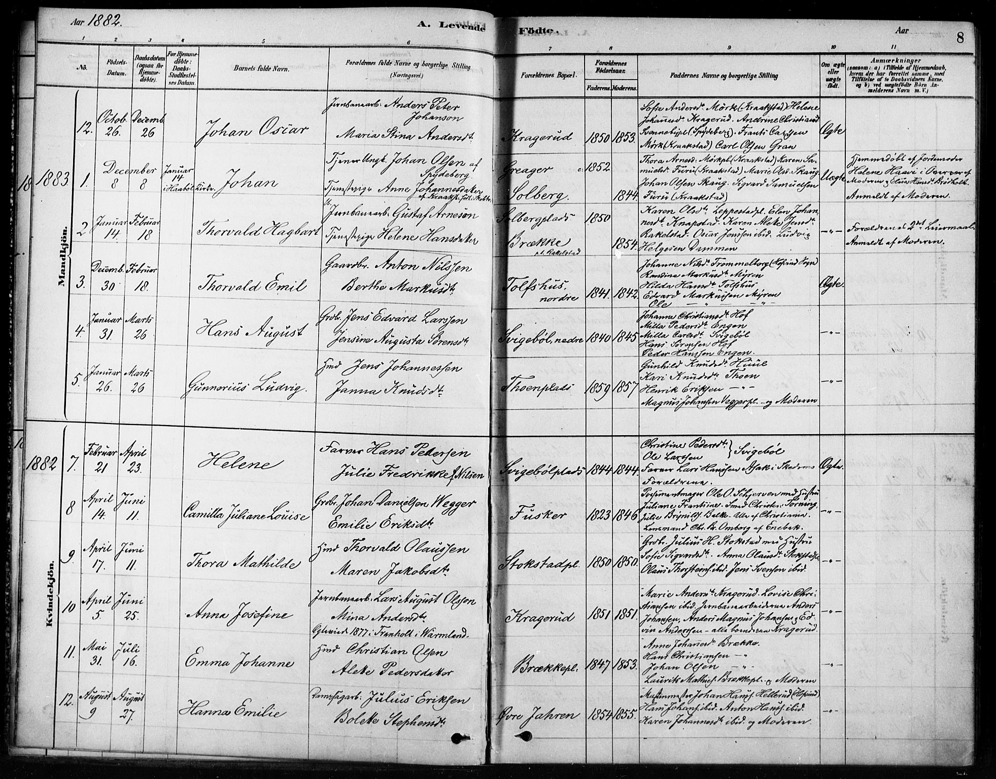 Hobøl prestekontor Kirkebøker, AV/SAO-A-2002/F/Fb/L0001: Parish register (official) no. II 1, 1878-1904, p. 8