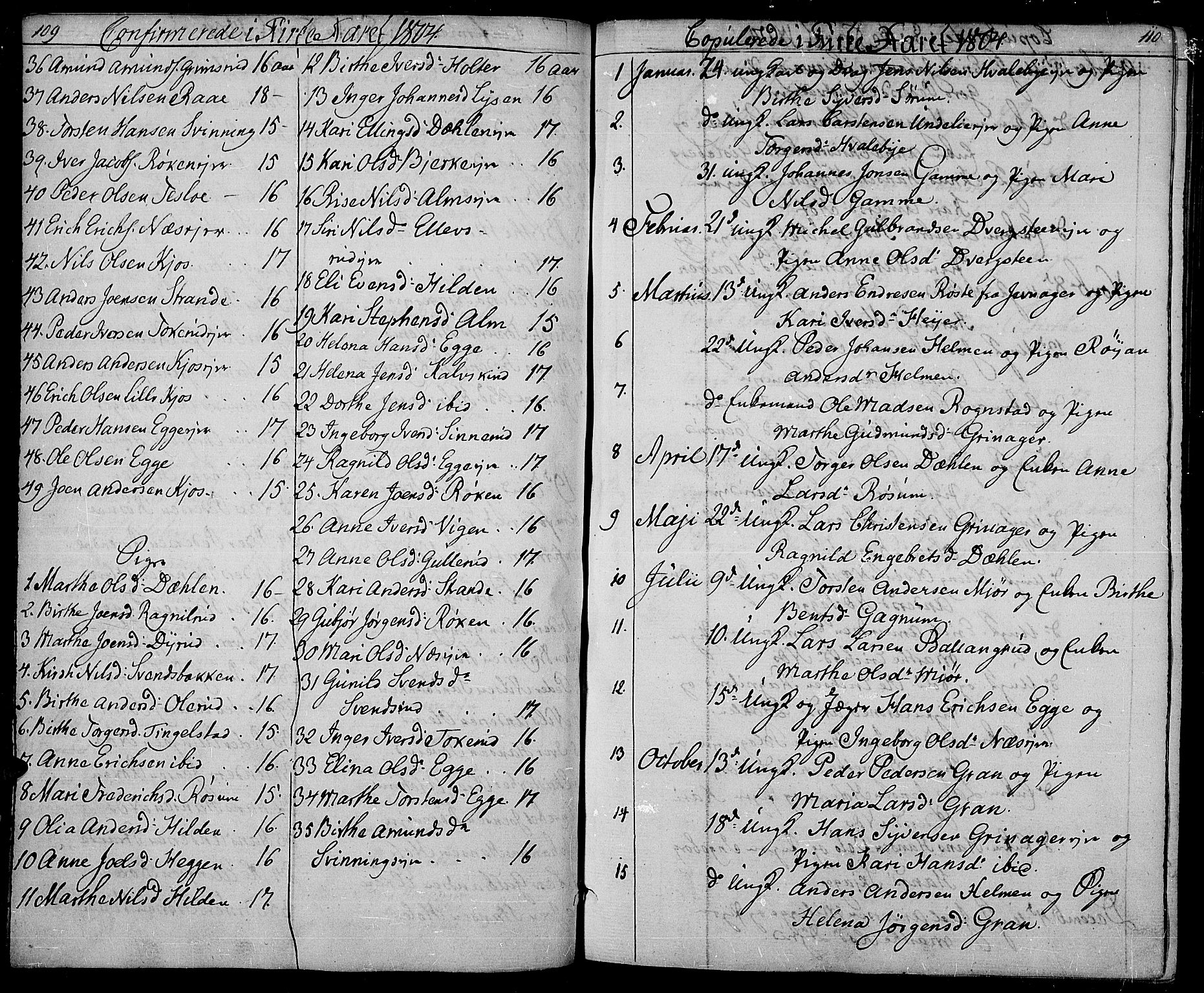 Gran prestekontor, AV/SAH-PREST-112/H/Ha/Haa/L0008: Parish register (official) no. 8, 1798-1811, p. 109-110