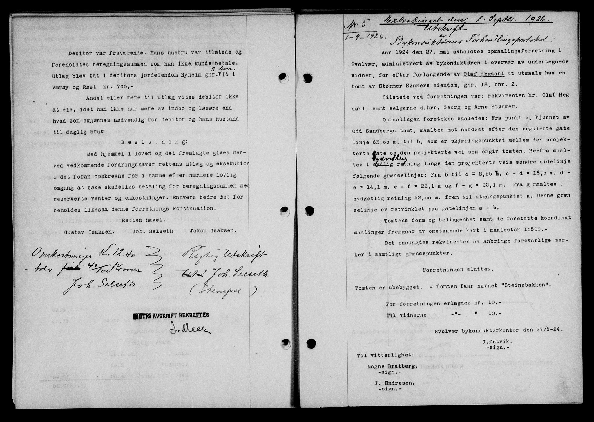 Lofoten sorenskriveri, SAT/A-0017/1/2/2C/L0014b: Mortgage book no. 14b, 1926-1926, Deed date: 01.09.1926