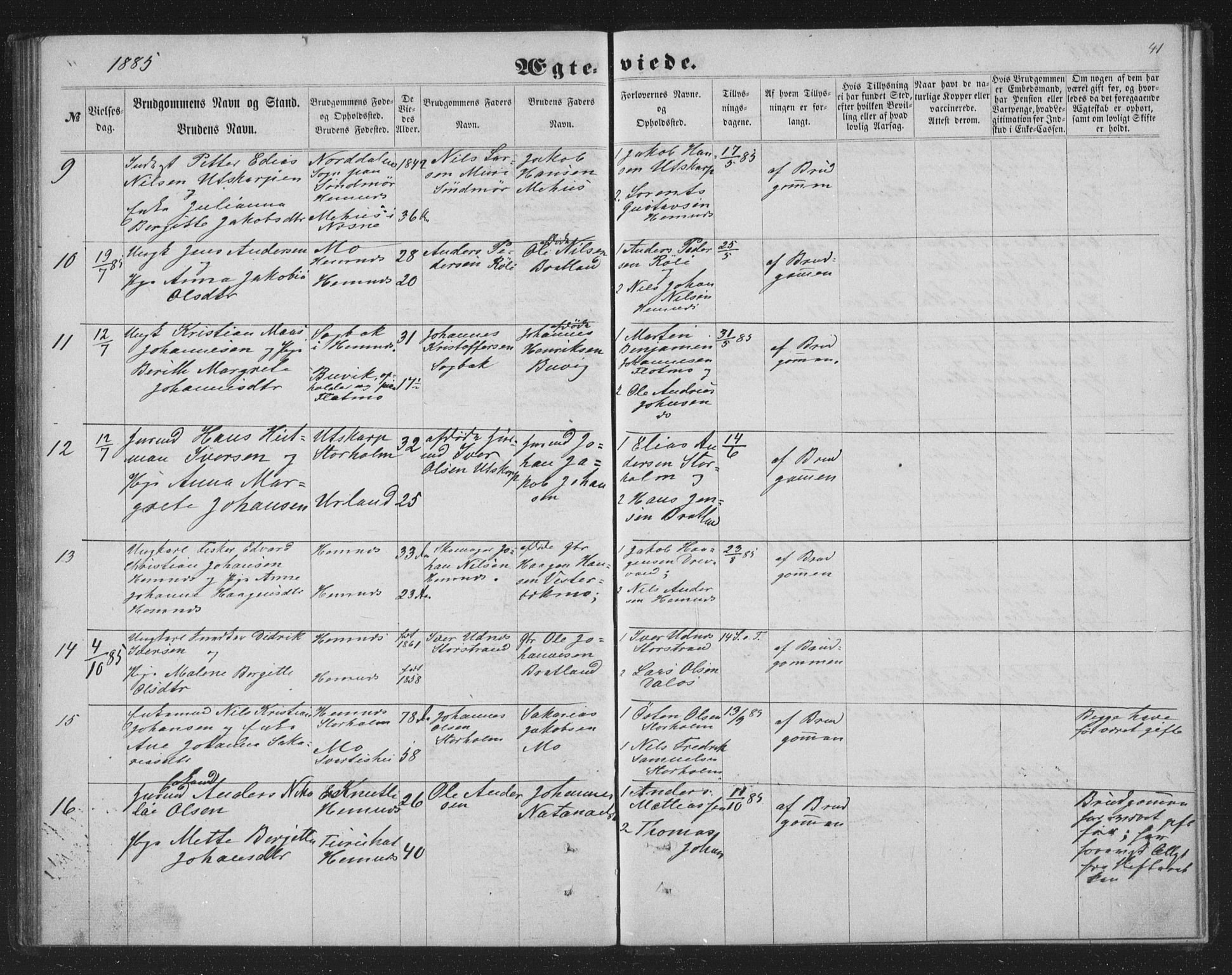 Ministerialprotokoller, klokkerbøker og fødselsregistre - Nordland, AV/SAT-A-1459/825/L0367: Parish register (copy) no. 825C04, 1863-1887, p. 41