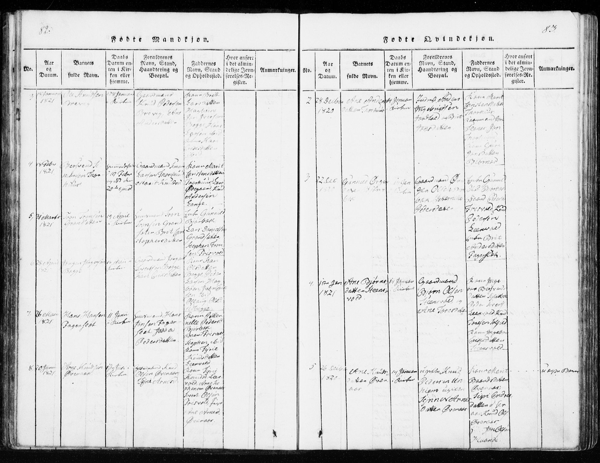 Ministerialprotokoller, klokkerbøker og fødselsregistre - Møre og Romsdal, AV/SAT-A-1454/551/L0623: Parish register (official) no. 551A03, 1818-1831, p. 82-83