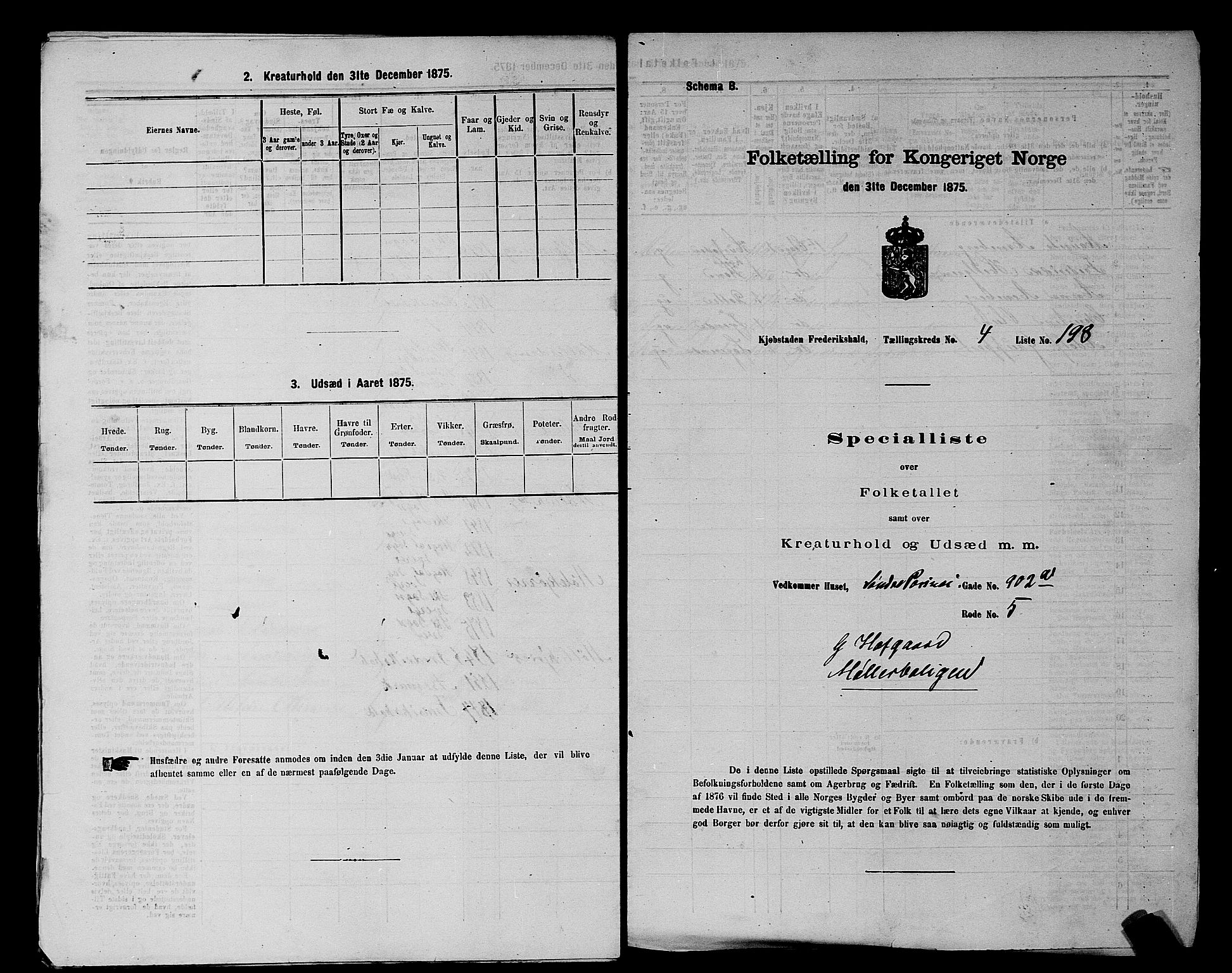 RA, 1875 census for 0101P Fredrikshald, 1875, p. 479