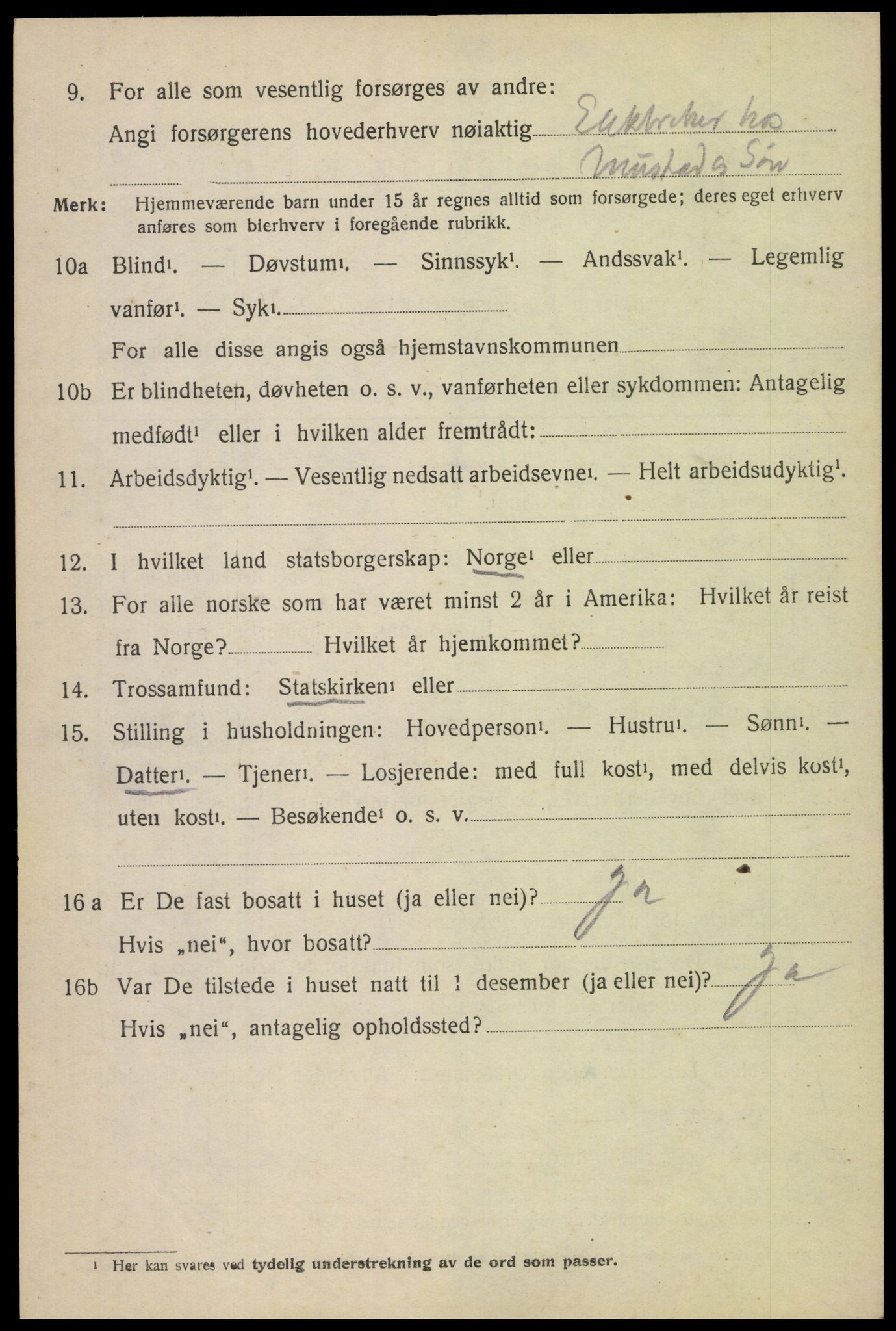 SAH, 1920 census for Vardal, 1920, p. 9610