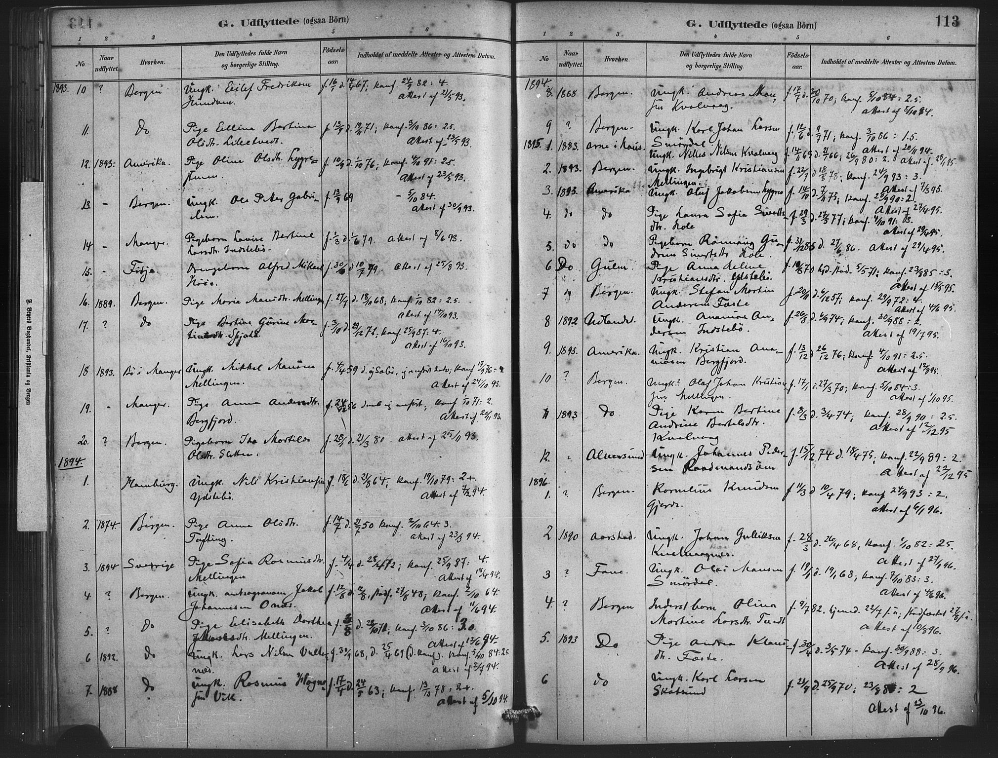 Lindås Sokneprestembete, SAB/A-76701/H/Haa: Parish register (official) no. E 1, 1886-1897, p. 113