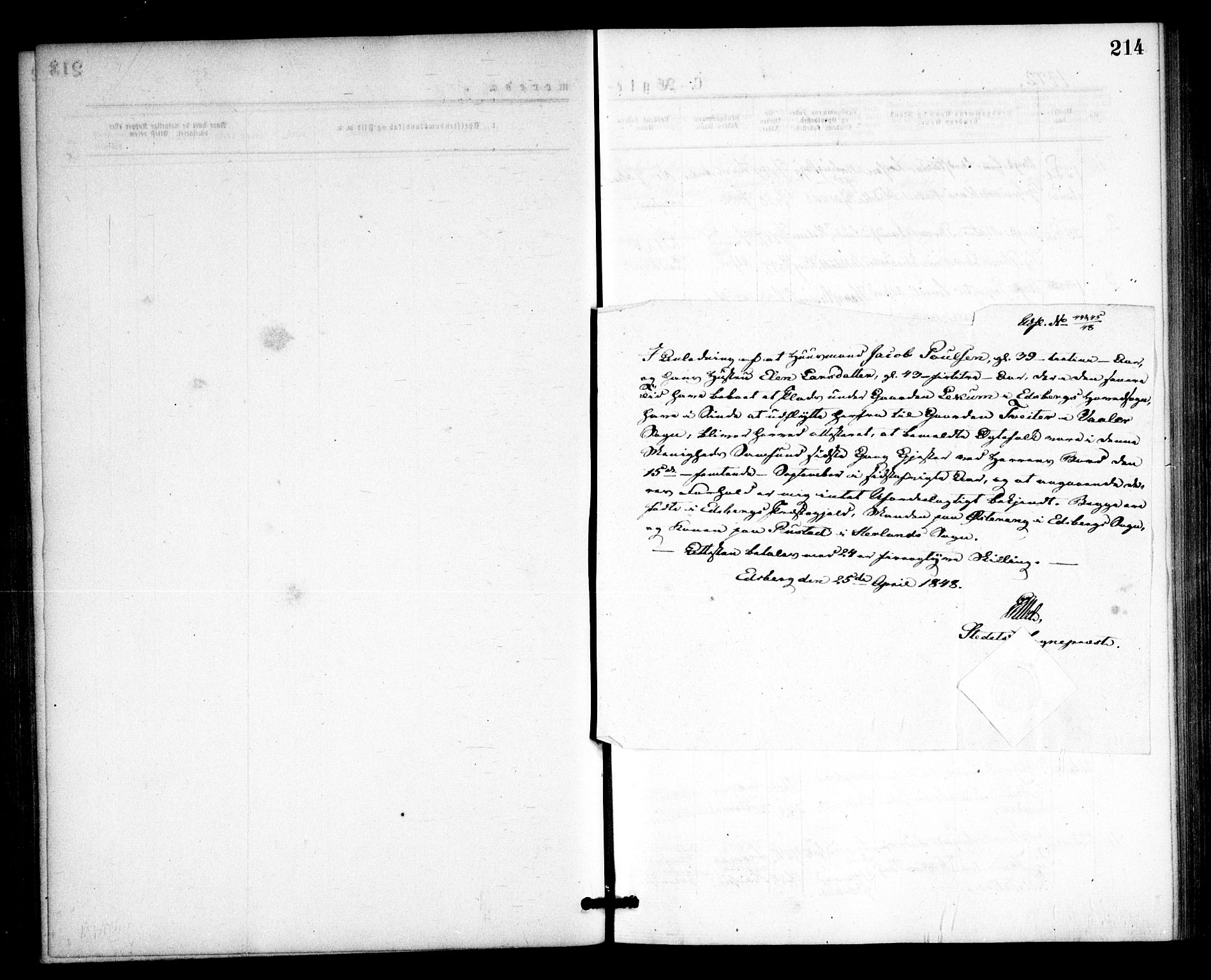 Våler prestekontor Kirkebøker, AV/SAO-A-11083/F/Fa/L0009: Parish register (official) no. I 9, 1873-1877, p. 214