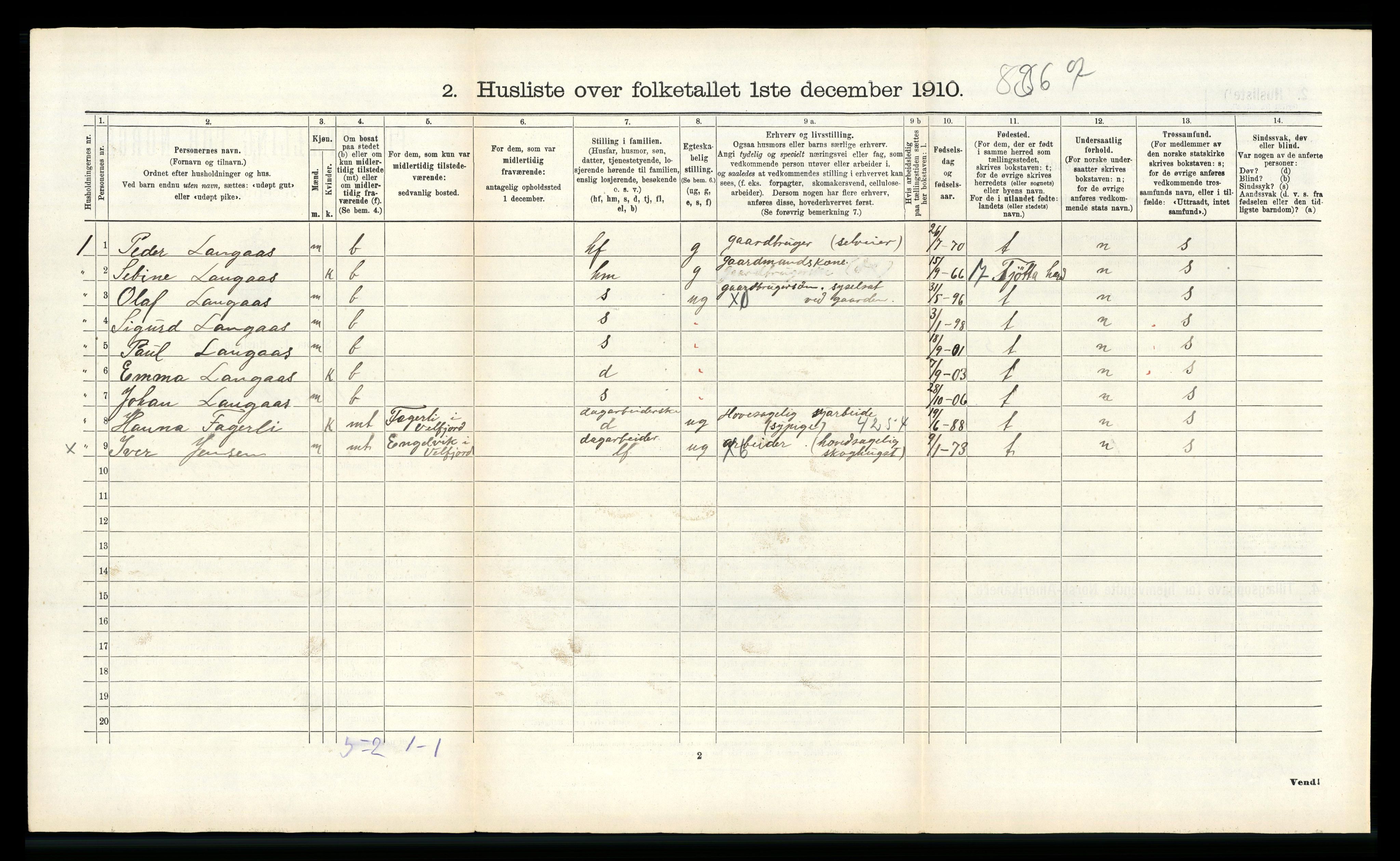 RA, 1910 census for Velfjord, 1910, p. 478