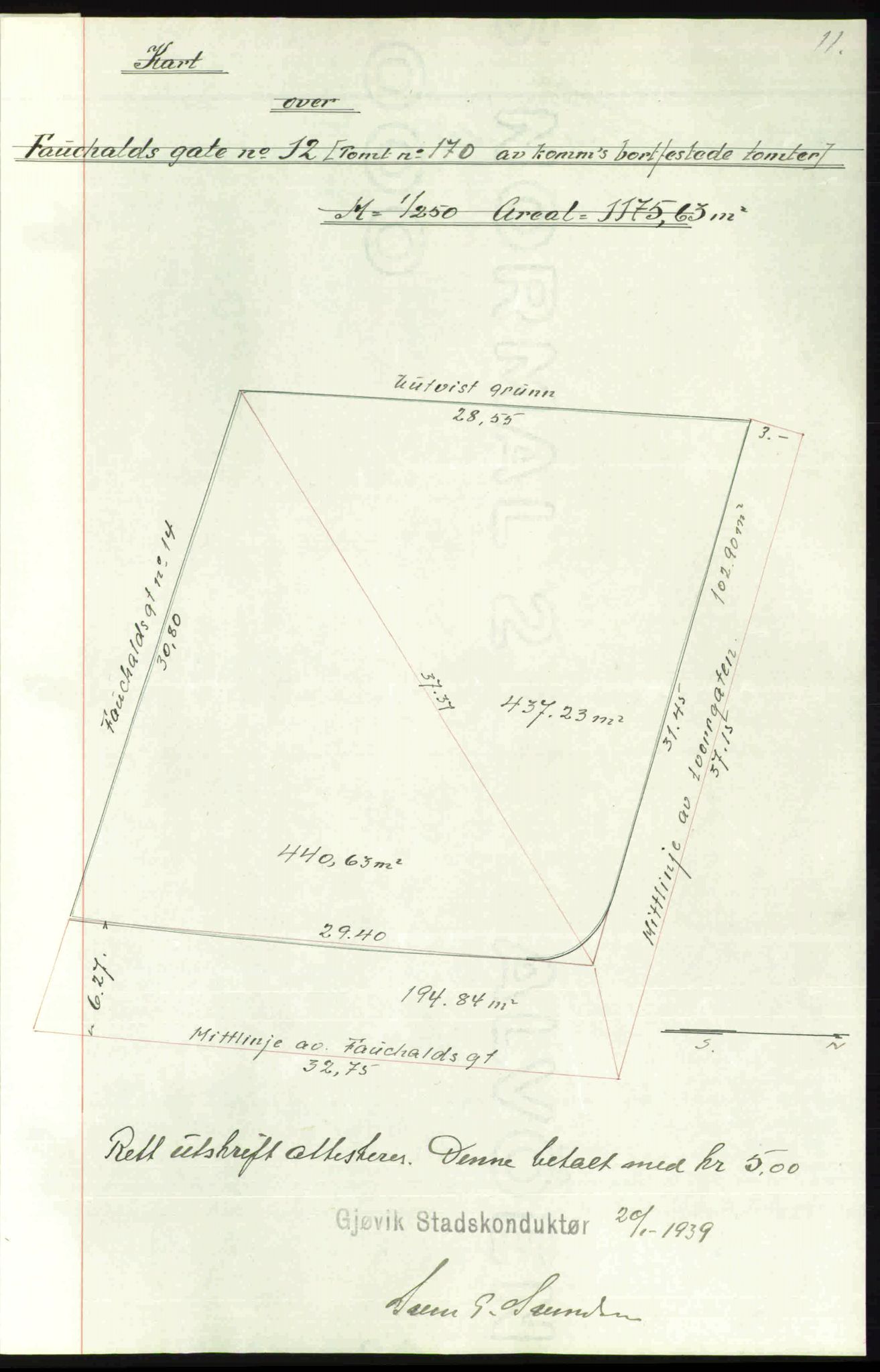 Toten tingrett, SAH/TING-006/H/Hb/Hbc/L0006: Mortgage book no. Hbc-06, 1939-1939, Diary no: : 1419/1939