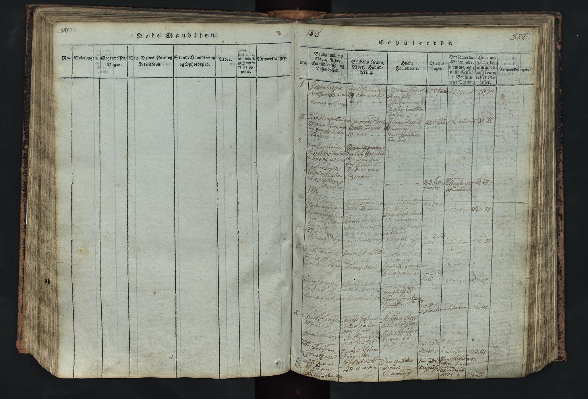 Kvikne prestekontor, SAH/PREST-064/H/Ha/Hab/L0001: Parish register (copy) no. 1, 1815-1895, p. 381-382