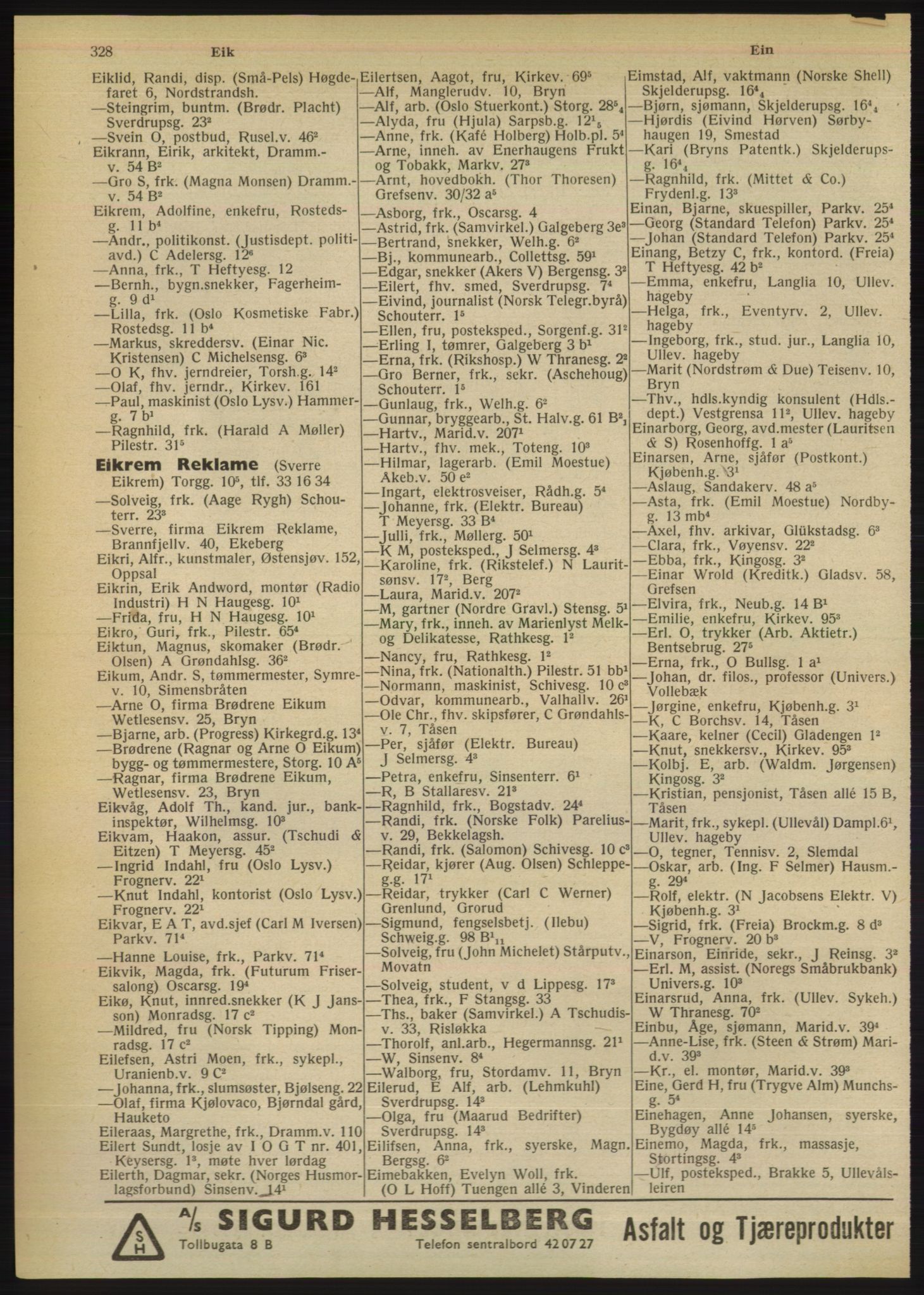Kristiania/Oslo adressebok, PUBL/-, 1949, p. 328