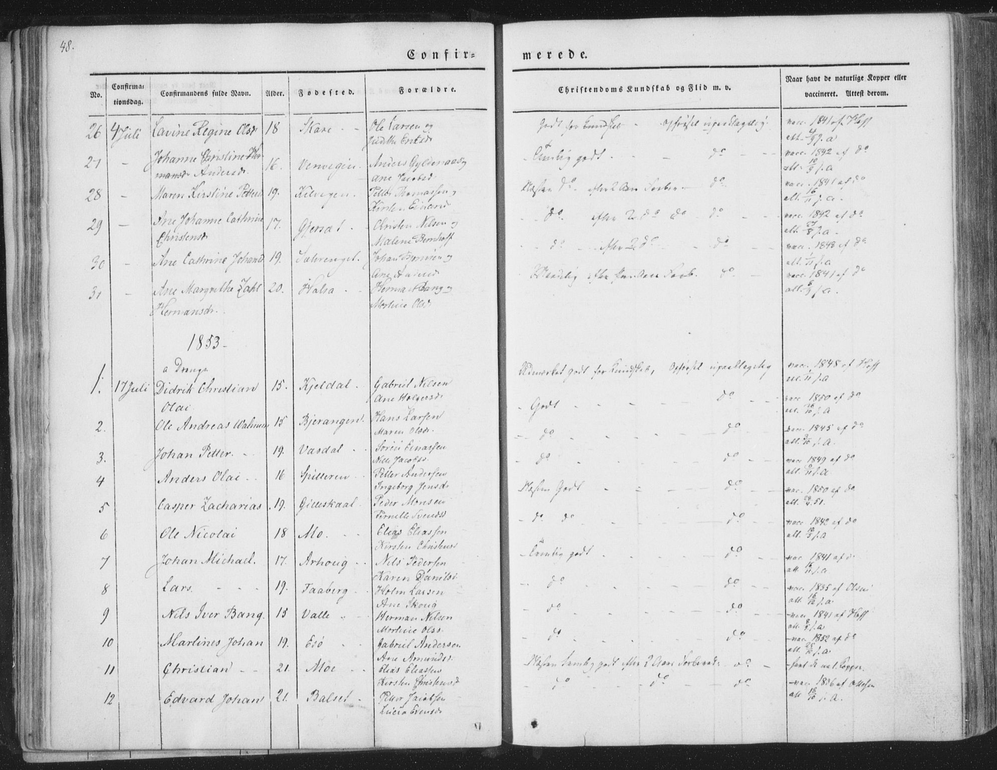 Ministerialprotokoller, klokkerbøker og fødselsregistre - Nordland, SAT/A-1459/841/L0604: Parish register (official) no. 841A09 /2, 1845-1862, p. 48