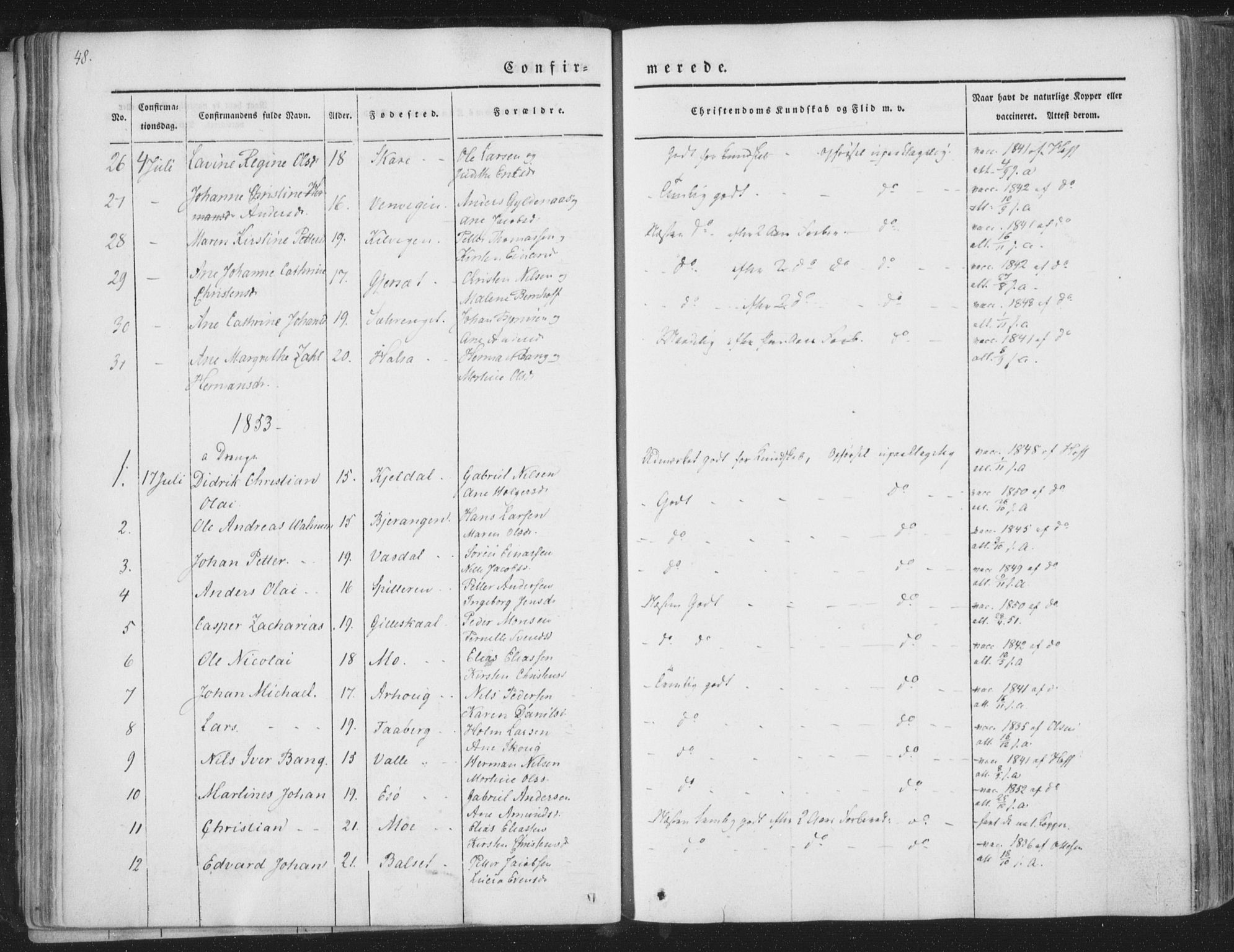 Ministerialprotokoller, klokkerbøker og fødselsregistre - Nordland, AV/SAT-A-1459/841/L0604: Parish register (official) no. 841A09 /2, 1845-1862, p. 48