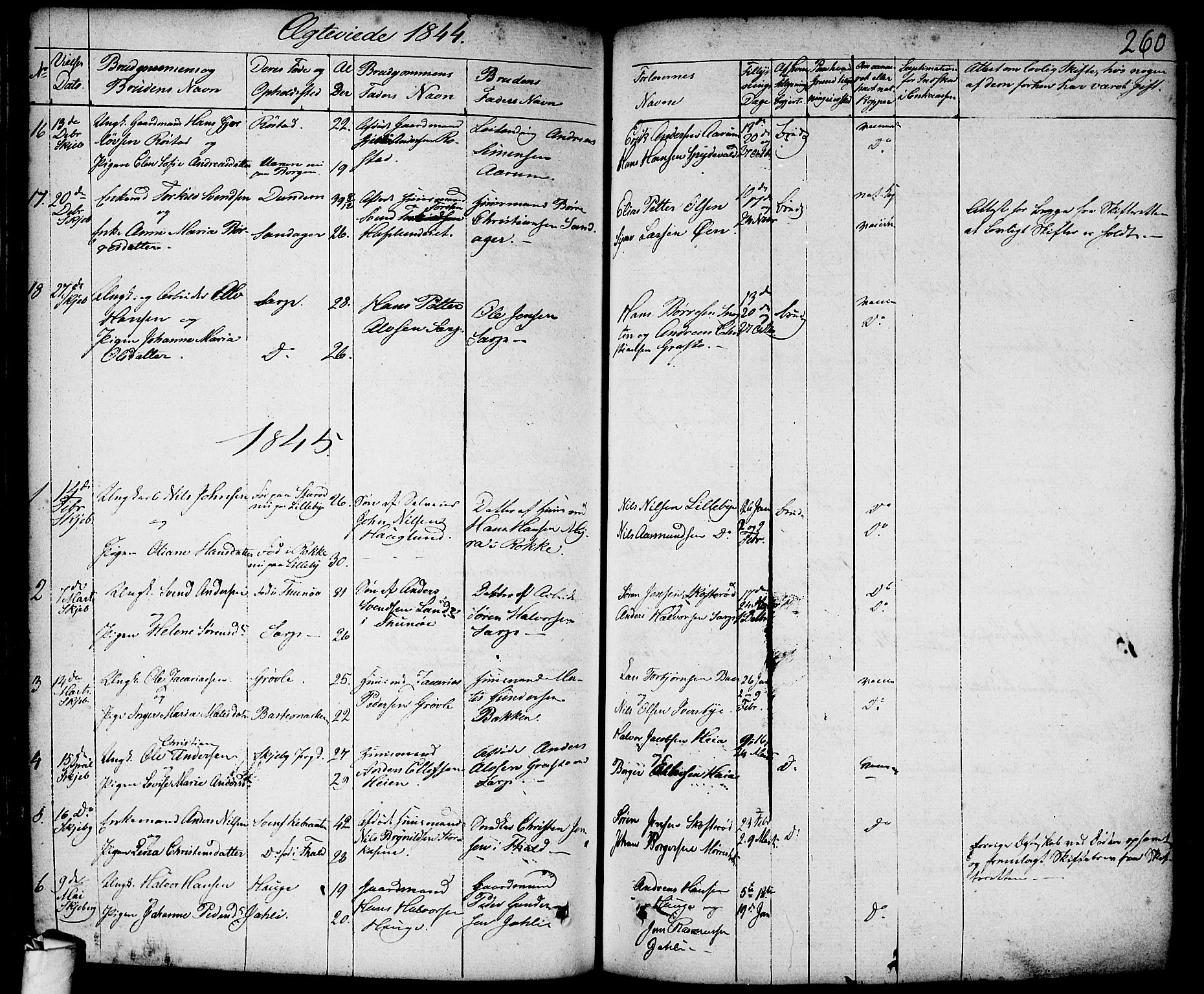 Skjeberg prestekontor Kirkebøker, AV/SAO-A-10923/F/Fa/L0005: Parish register (official) no. I 5, 1830-1845, p. 260