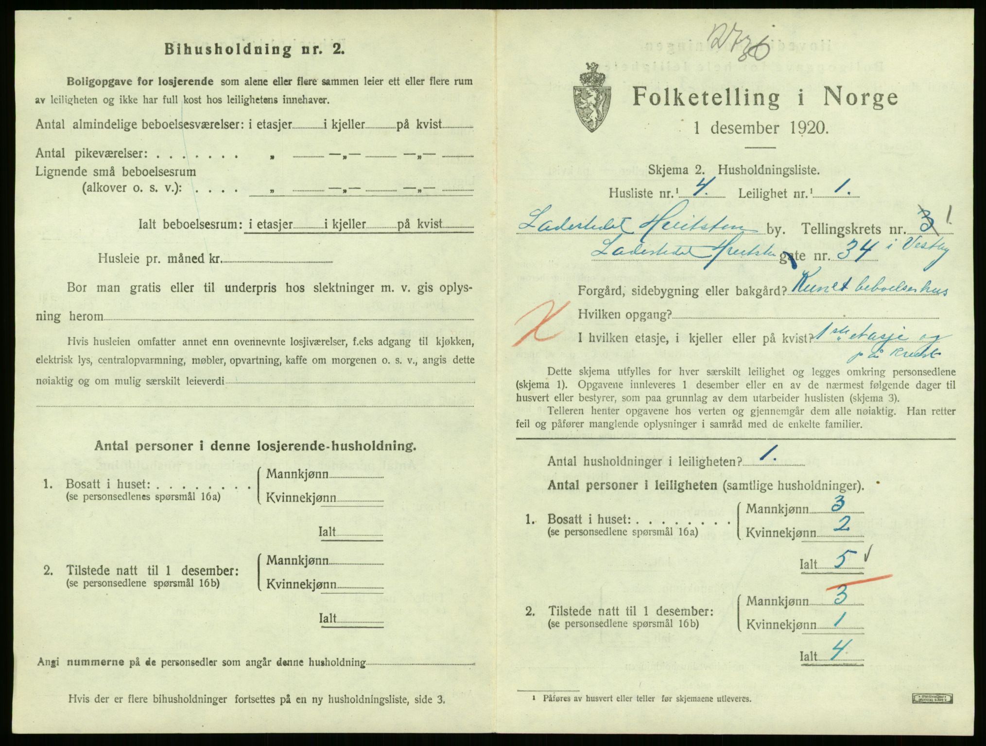 SAO, 1920 census for Hvitsten, 1920, p. 92