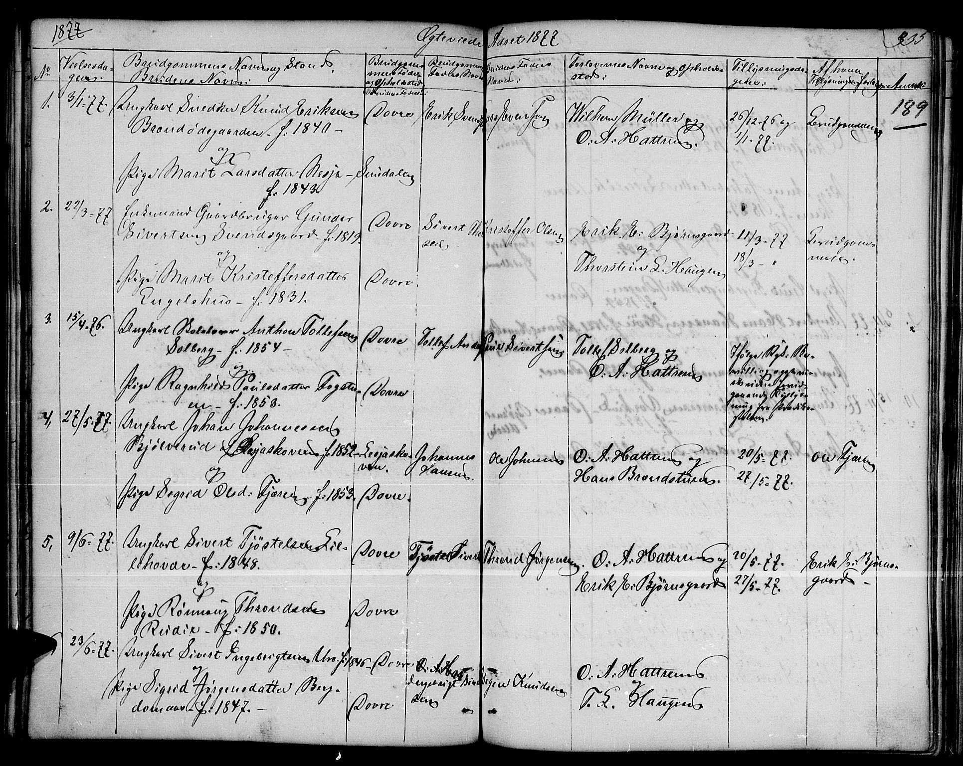 Dovre prestekontor, SAH/PREST-066/H/Ha/Hab/L0001: Parish register (copy) no. 1, 1862-1880, p. 335