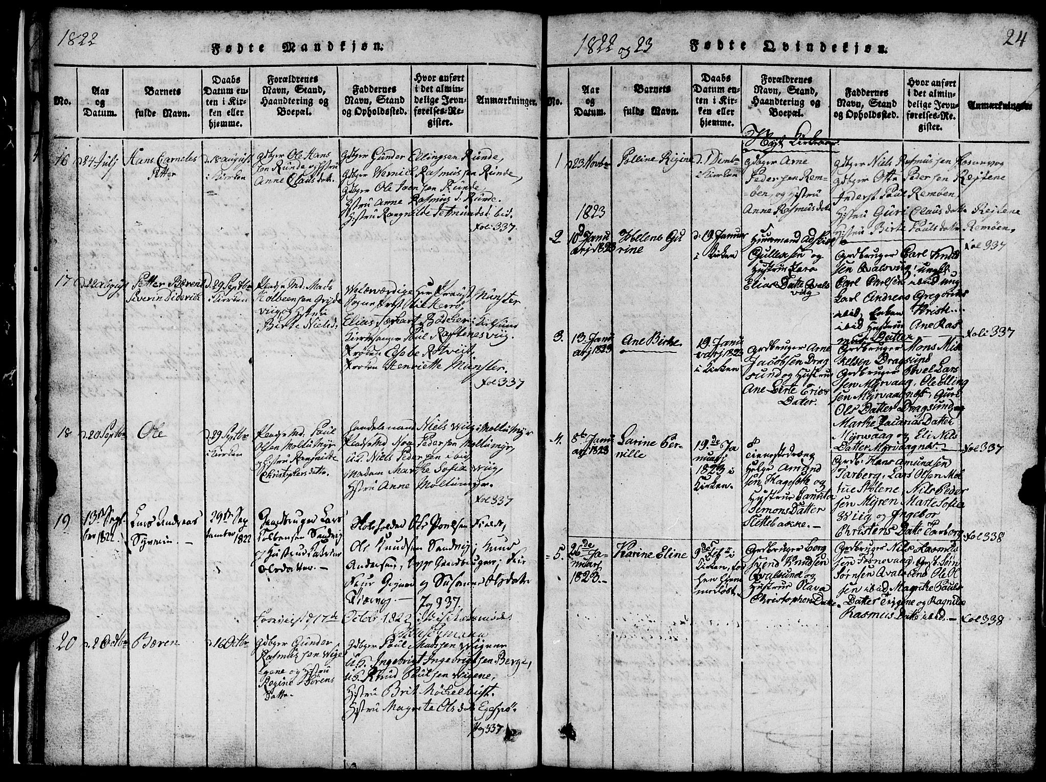 Ministerialprotokoller, klokkerbøker og fødselsregistre - Møre og Romsdal, SAT/A-1454/507/L0078: Parish register (copy) no. 507C01, 1816-1840, p. 24