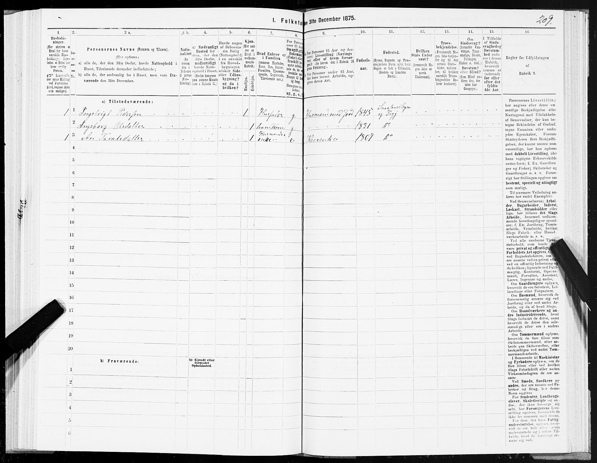 SAT, 1875 census for 1736P Snåsa, 1875, p. 3209