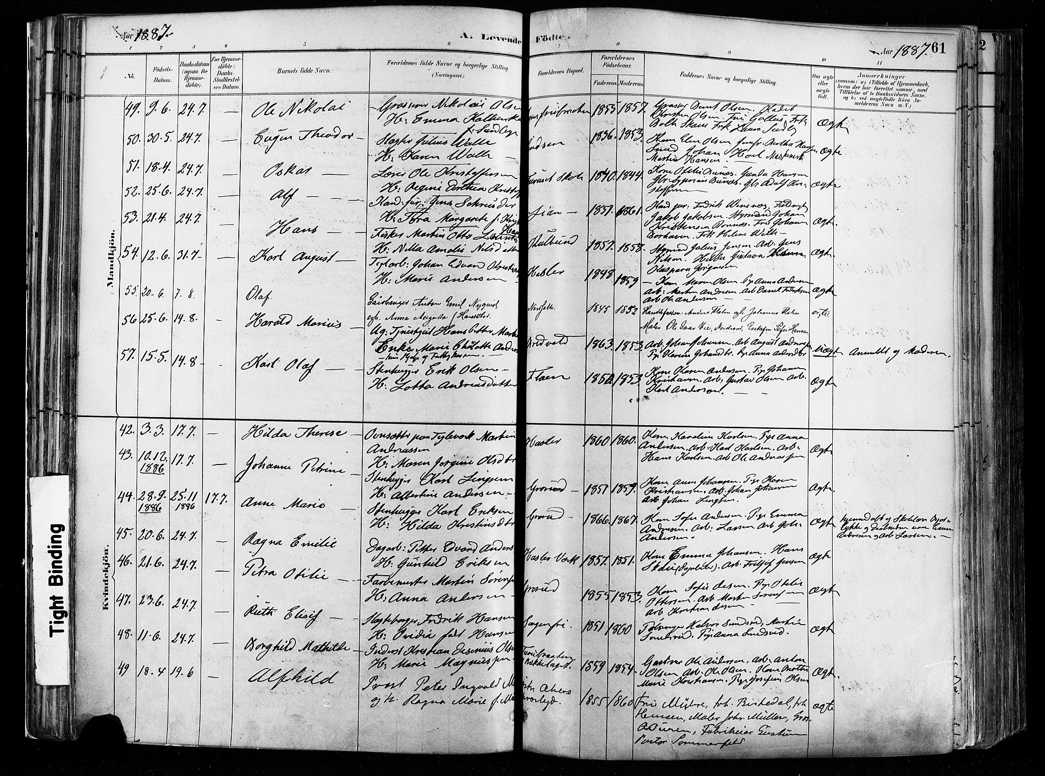 Østre Aker prestekontor Kirkebøker, AV/SAO-A-10840/F/Fa/L0008: Parish register (official) no. I 8, 1883-1894, p. 61