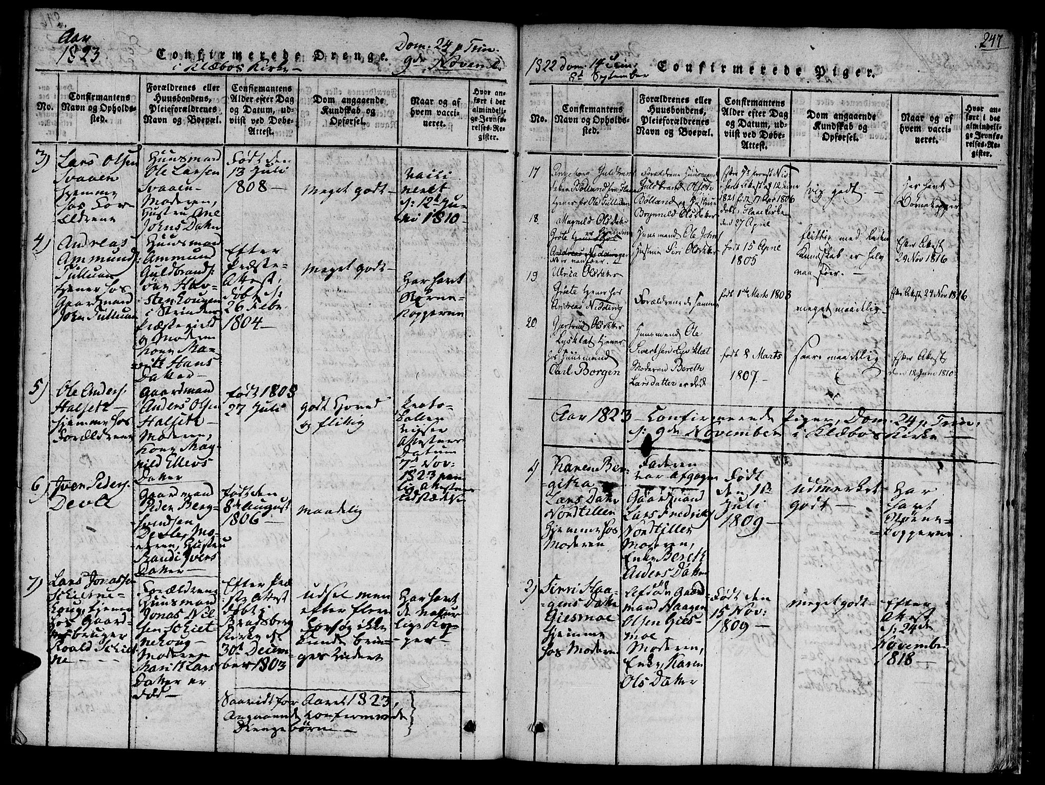 Ministerialprotokoller, klokkerbøker og fødselsregistre - Sør-Trøndelag, SAT/A-1456/618/L0439: Parish register (official) no. 618A04 /1, 1816-1843, p. 247