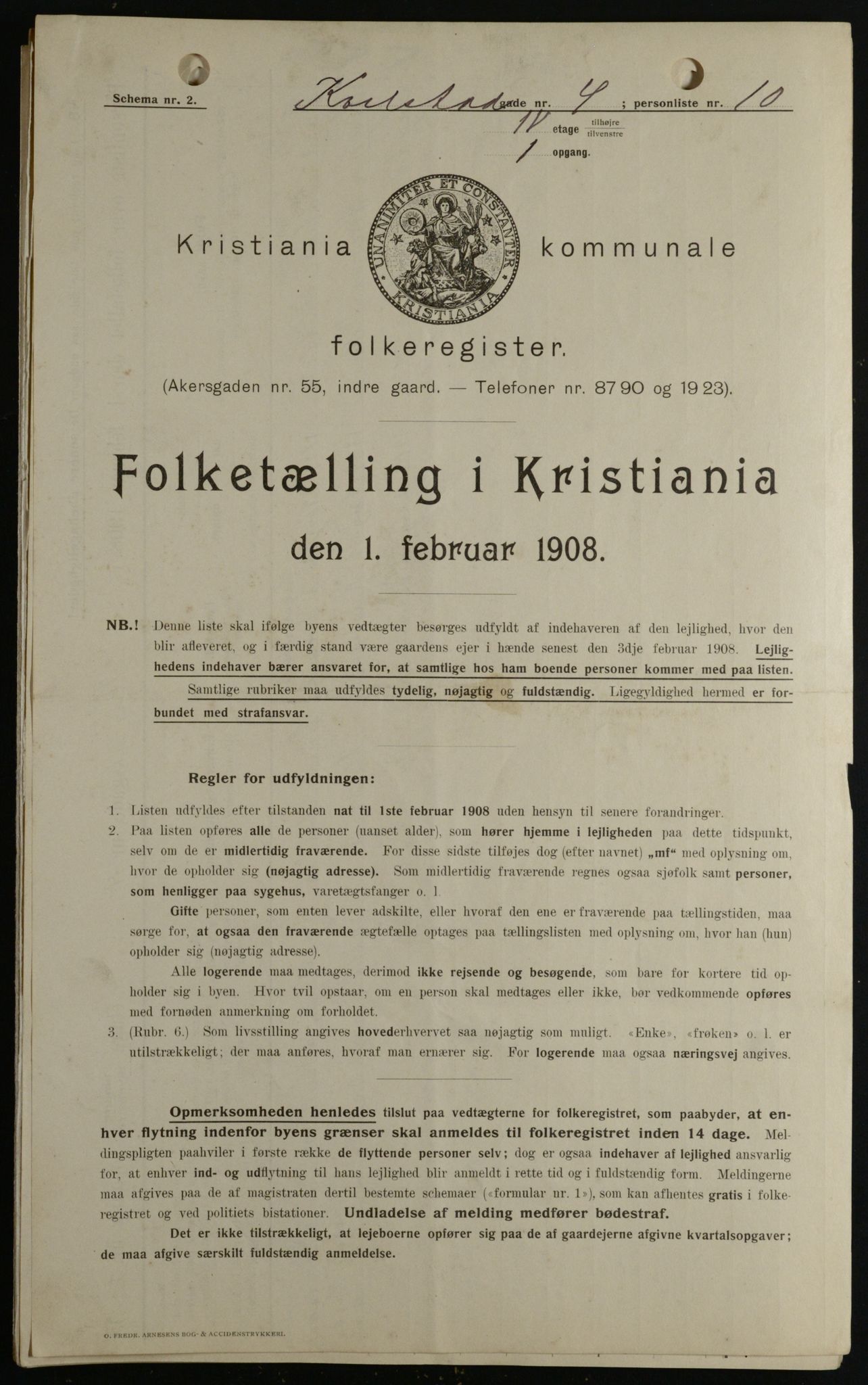 OBA, Municipal Census 1908 for Kristiania, 1908, p. 43893