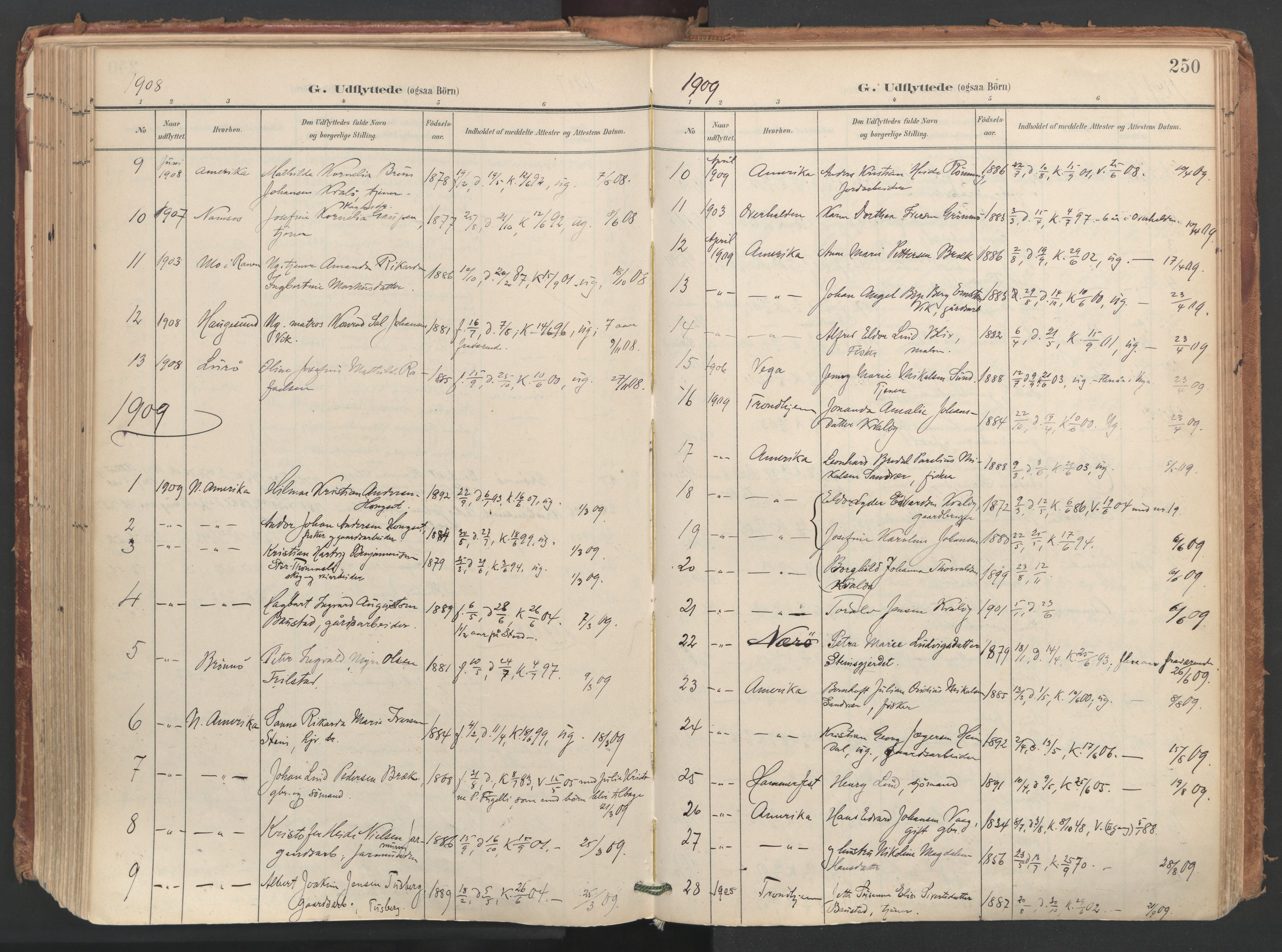Ministerialprotokoller, klokkerbøker og fødselsregistre - Nordland, SAT/A-1459/812/L0180: Parish register (official) no. 812A09, 1901-1915, p. 250