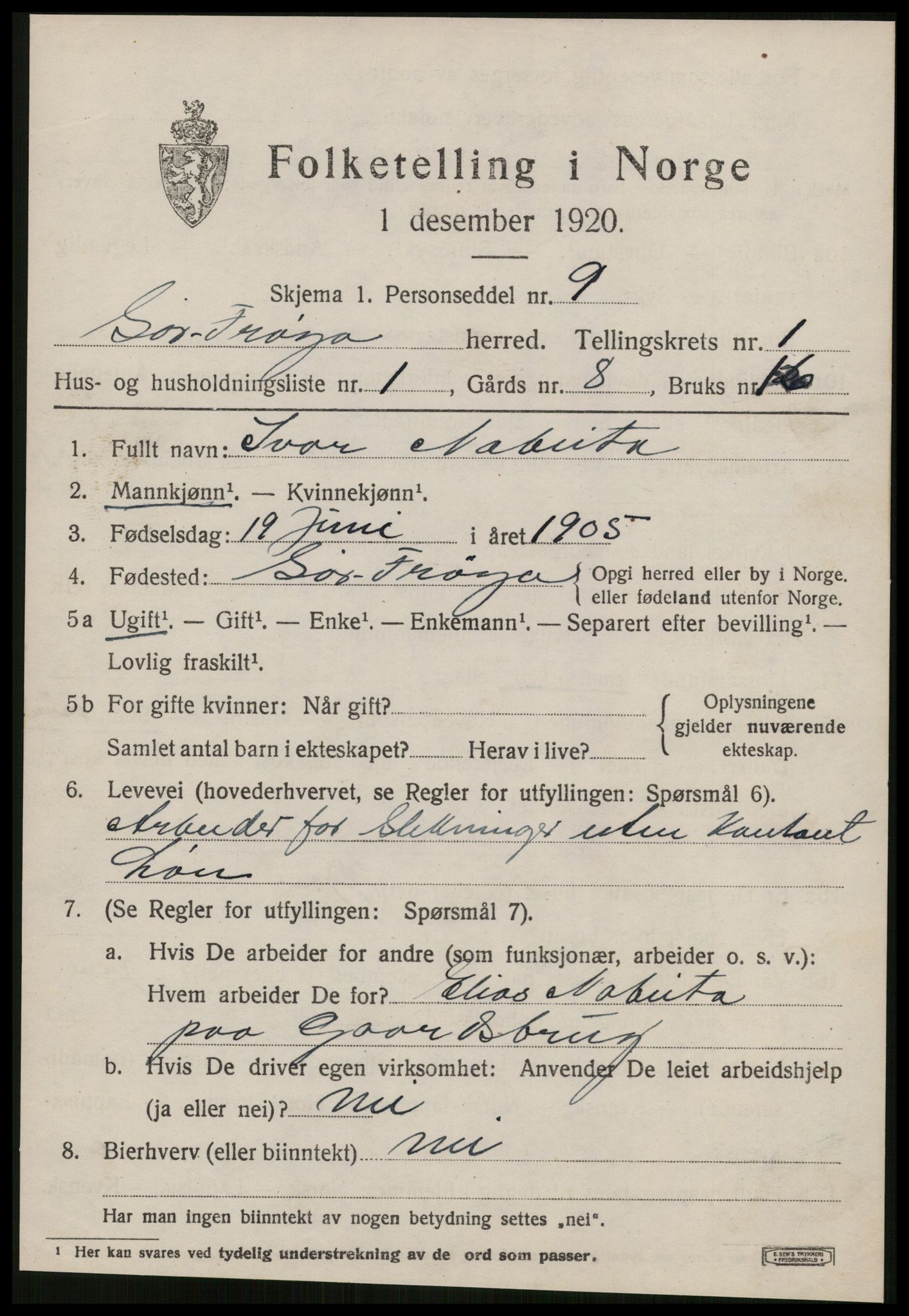 SAT, 1920 census for Sør-Frøya, 1920, p. 799