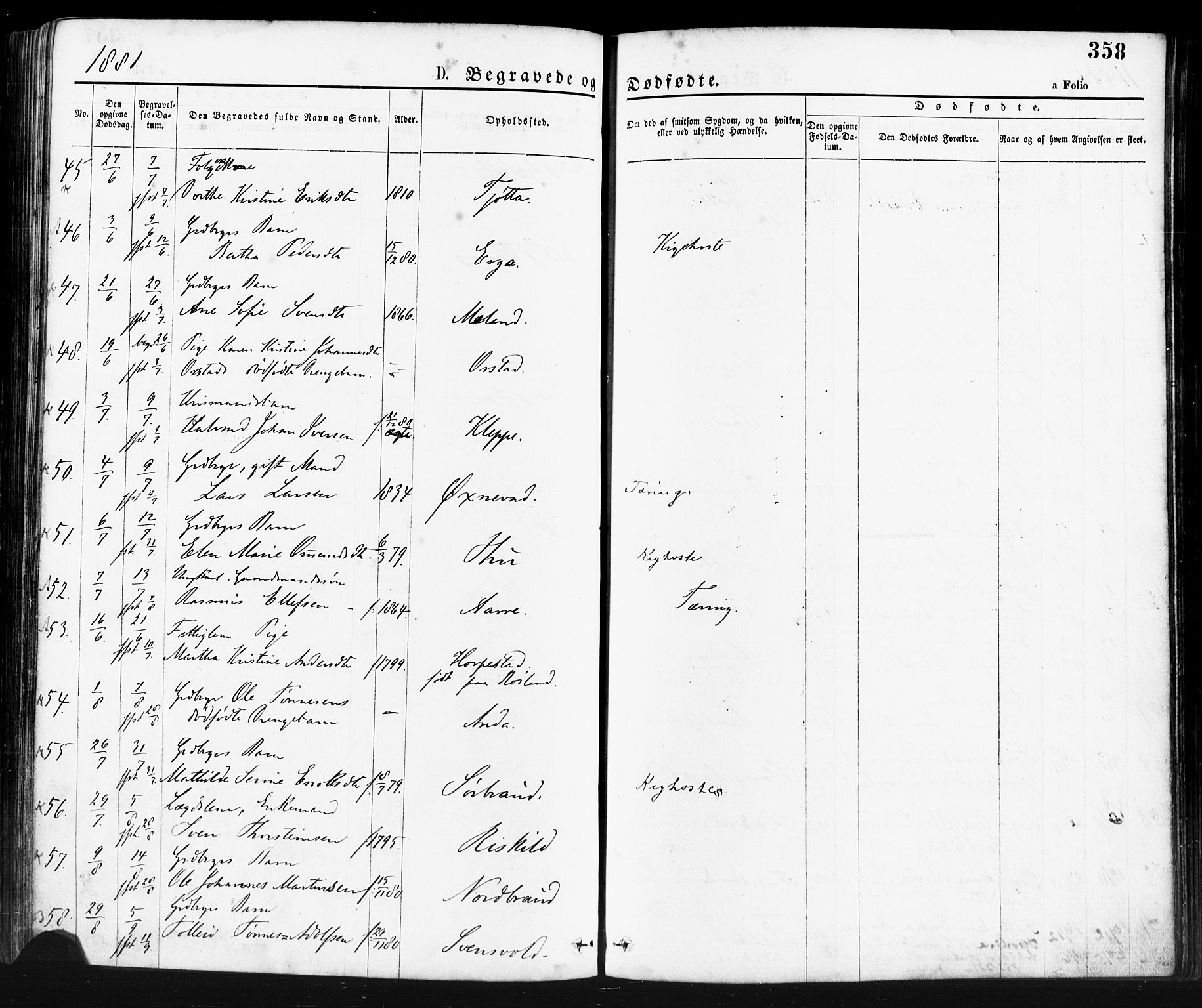 Klepp sokneprestkontor, AV/SAST-A-101803/001/3/30BA/L0006: Parish register (official) no. A 6, 1871-1885, p. 358