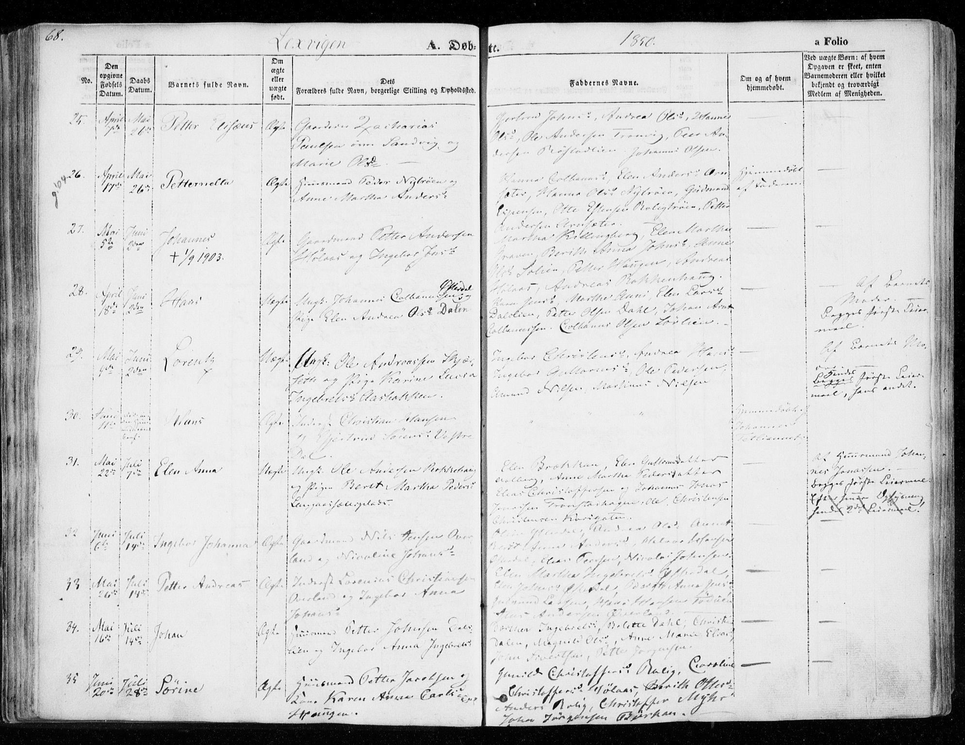 Ministerialprotokoller, klokkerbøker og fødselsregistre - Nord-Trøndelag, SAT/A-1458/701/L0007: Parish register (official) no. 701A07 /1, 1842-1854, p. 68