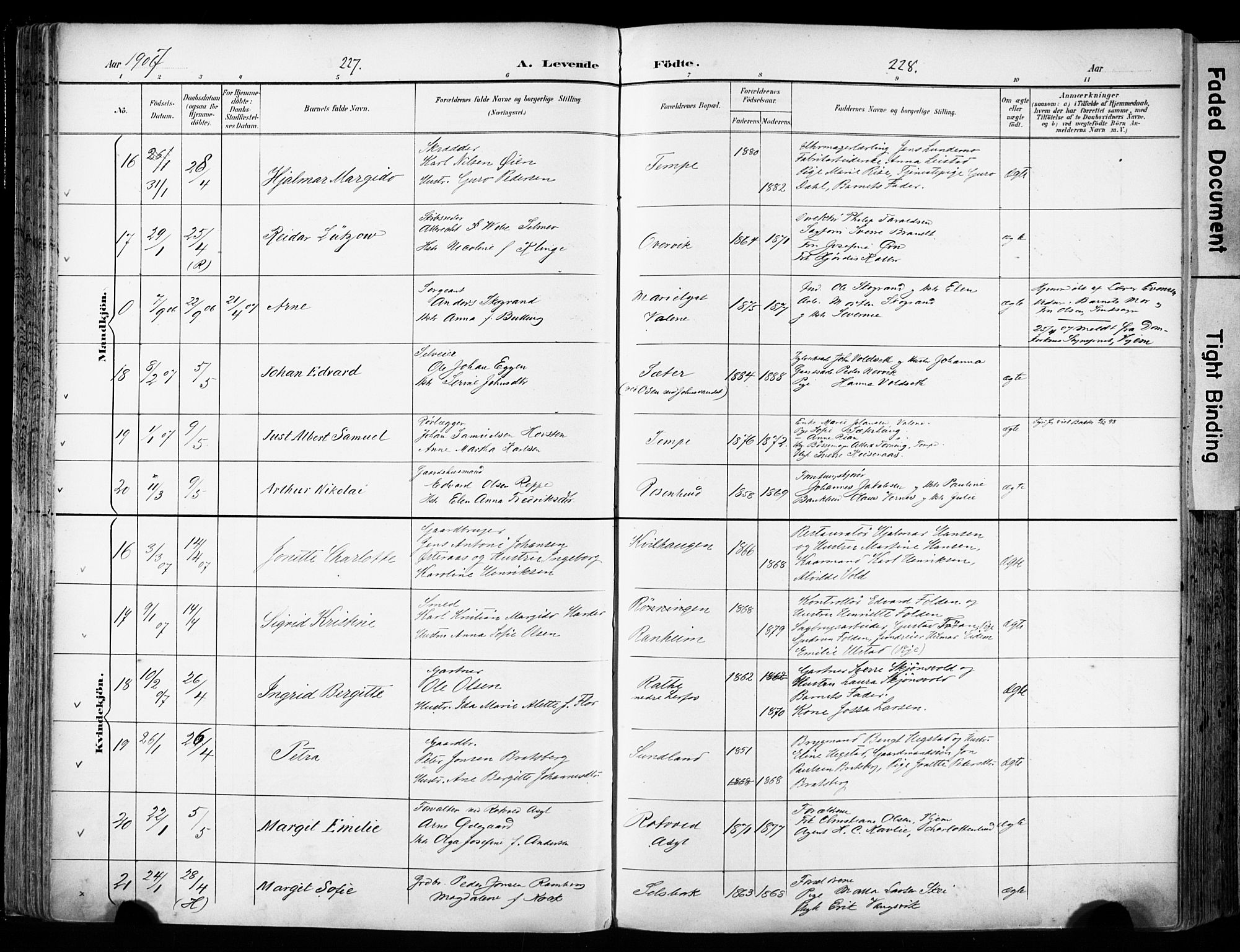 Ministerialprotokoller, klokkerbøker og fødselsregistre - Sør-Trøndelag, AV/SAT-A-1456/606/L0301: Parish register (official) no. 606A16, 1894-1907, p. 227-228