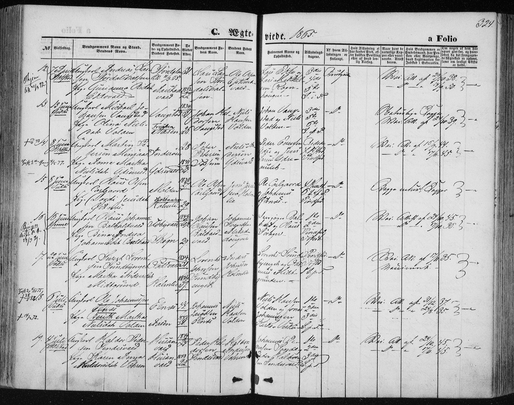 Ministerialprotokoller, klokkerbøker og fødselsregistre - Nord-Trøndelag, SAT/A-1458/723/L0241: Parish register (official) no. 723A10, 1860-1869, p. 324