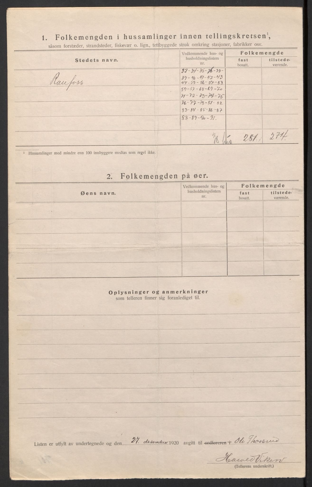 SAH, 1920 census for Vestre Toten, 1920, p. 16