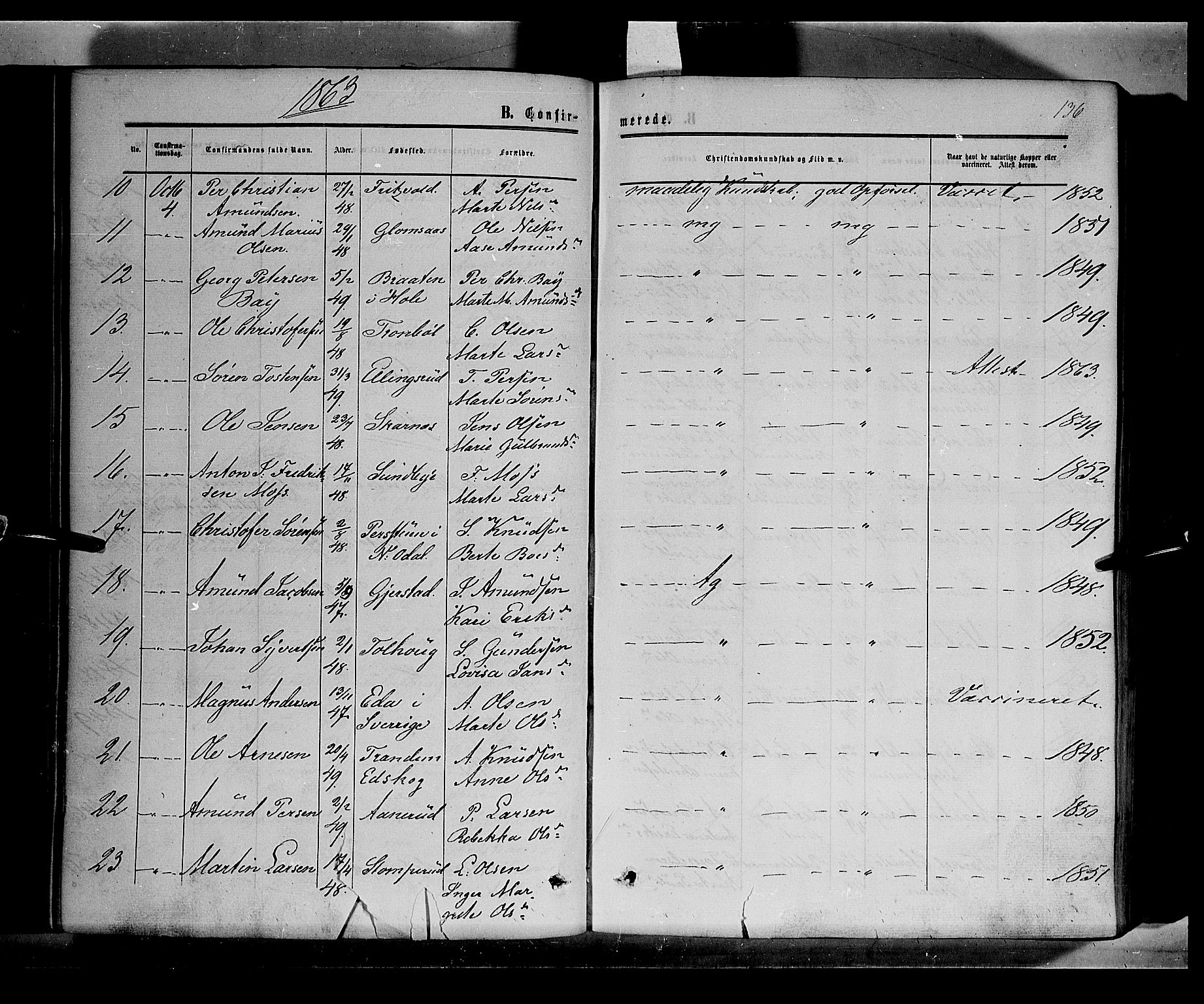 Sør-Odal prestekontor, AV/SAH-PREST-030/H/Ha/Haa/L0002: Parish register (official) no. 2, 1859-1863, p. 136