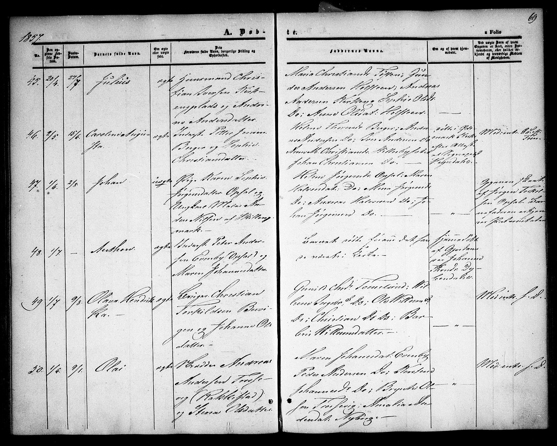 Rødenes prestekontor Kirkebøker, AV/SAO-A-2005/F/Fa/L0006: Parish register (official) no. I 6, 1850-1859, p. 69